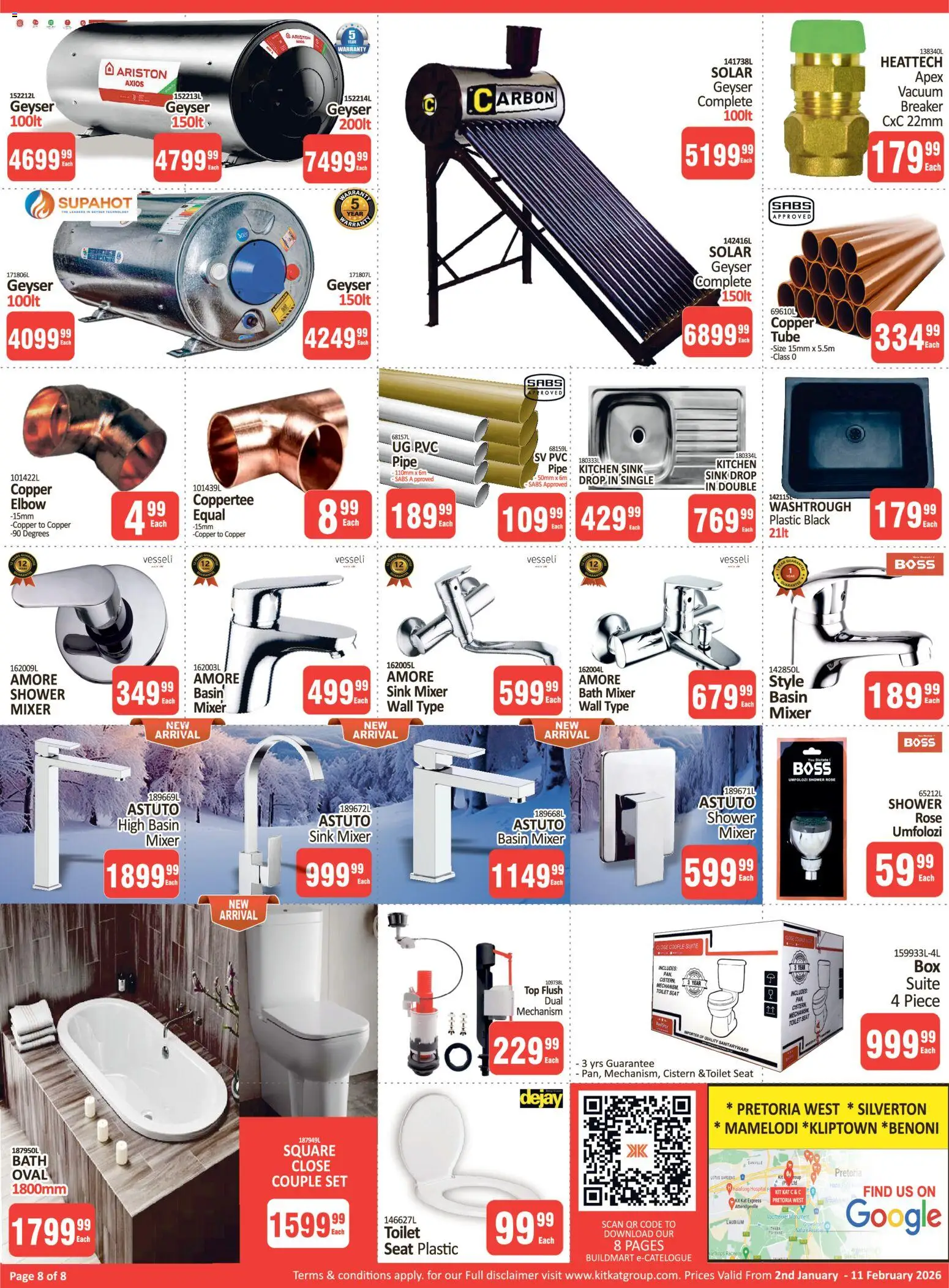 New KIT KAT Cash & Carry catalogue – valid from 02.01.2026 | Page: 8 | Products: Mixer, Toilet seat, Pipe, Sink