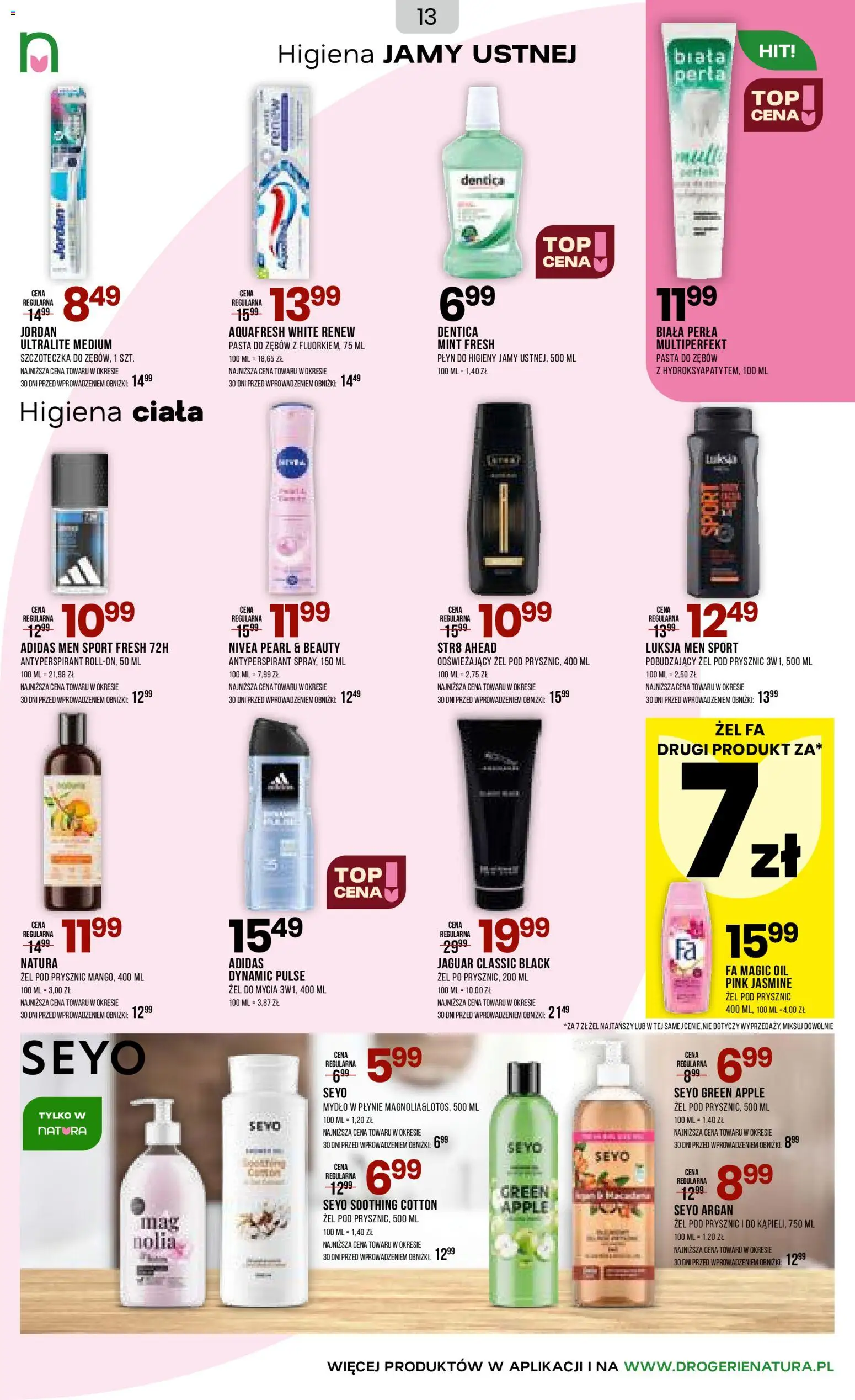 Drogerie Natura Gazetka od 20.01.2026 | Strona: 13 | Produkty: Prysznic, Mydło, Żel pod prysznic, Pasta do zębów
