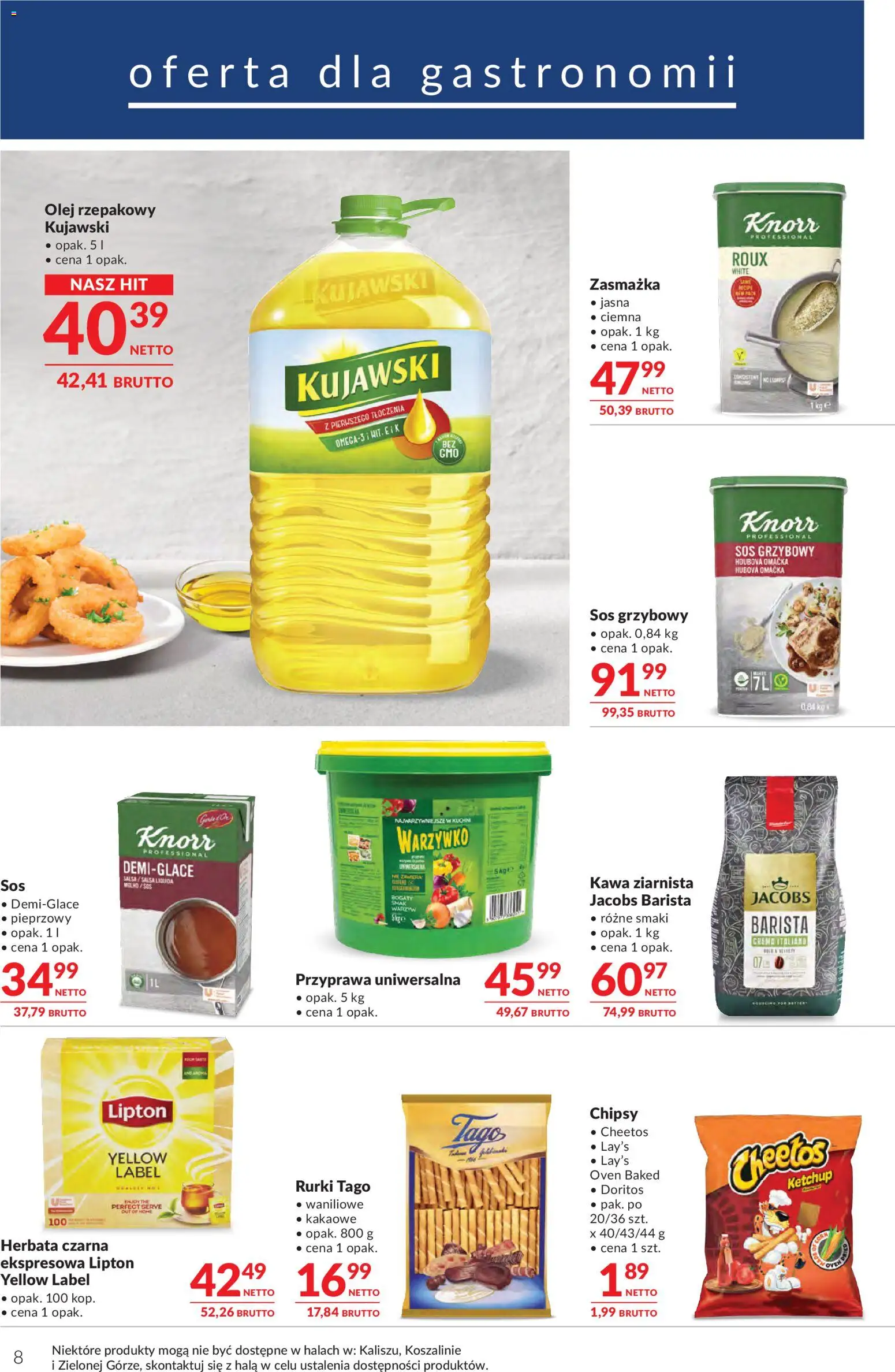 Makro Gazetka - Oferta dla gastronomii od 28.10.2025 | Strona: 8 | Produkty: Chipsy, Doritos, Olej, Herbata