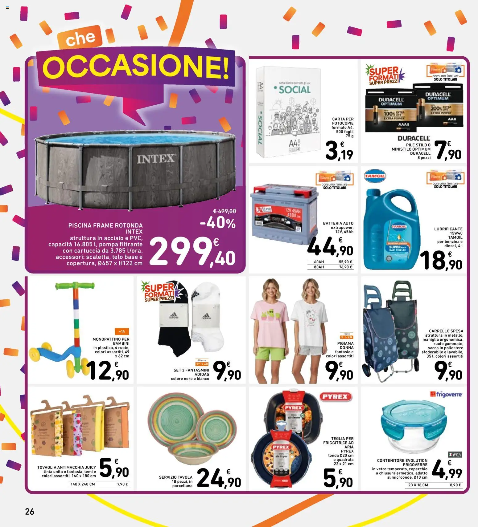 Volantino Spazio Conad del 30.04.2026 | Pagina: 26 | Prodotti: Fantasmini, Piscina, Carrello, Contenitore