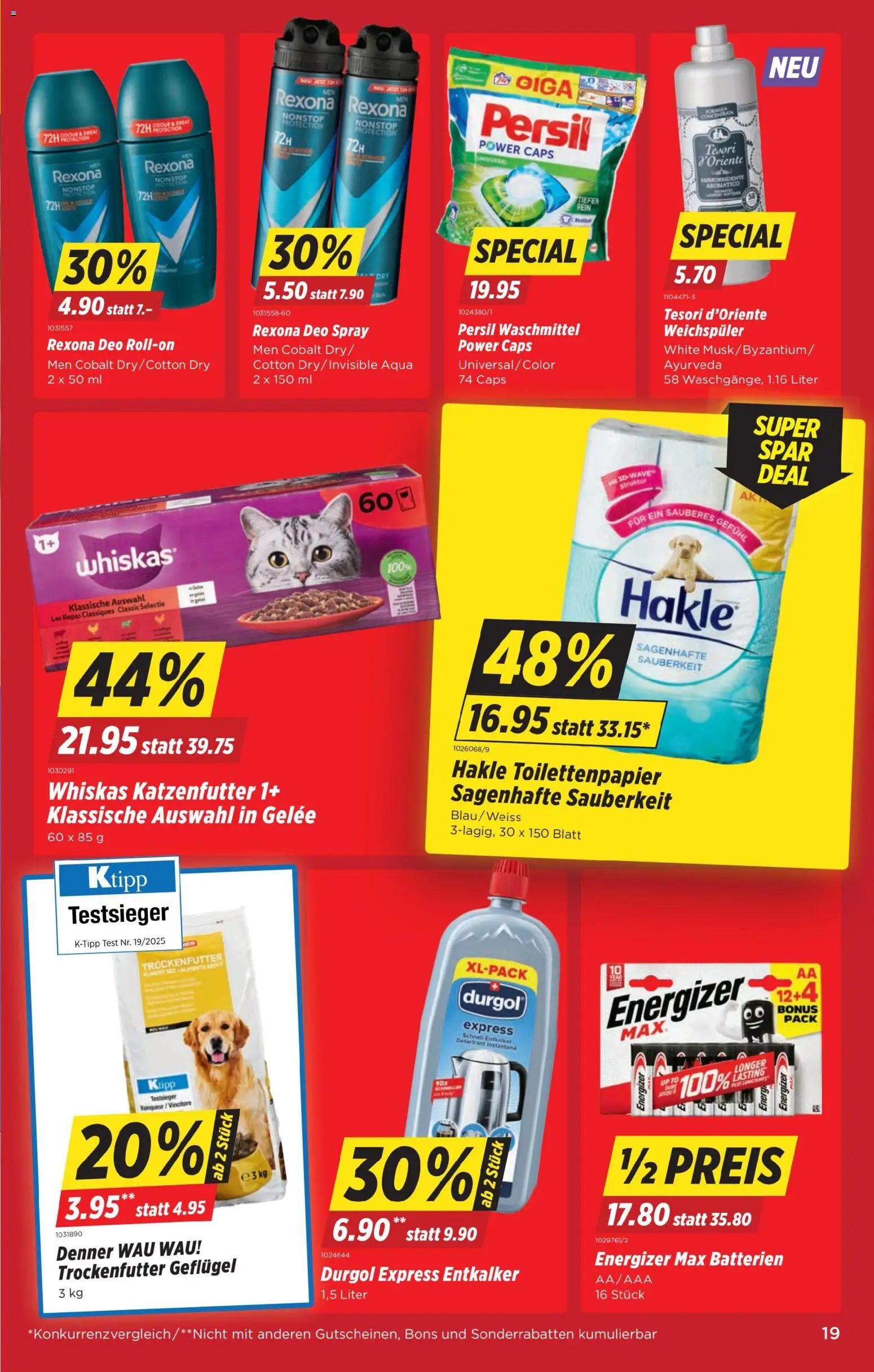 Denner aktionen – gültig ab 12.03.2026 | Seite: 19 | Produkte: Deodorant, Weichspüler, Waschmittel, Deo Roll-On