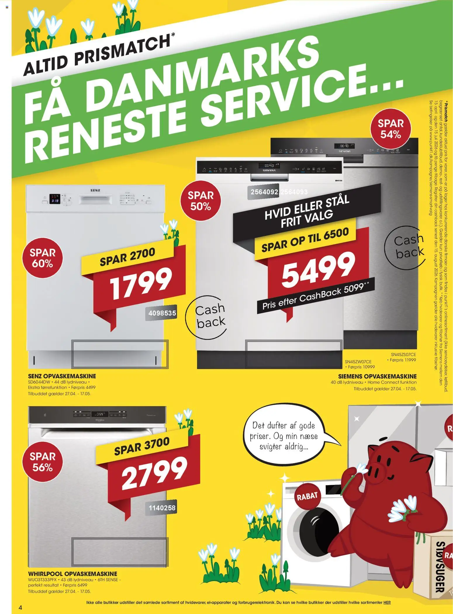 Punkt1 tilbudsavis – gyldig fra 27.04.2026 | Side: 4 | Produkter: Søm, Opvaskemaskine