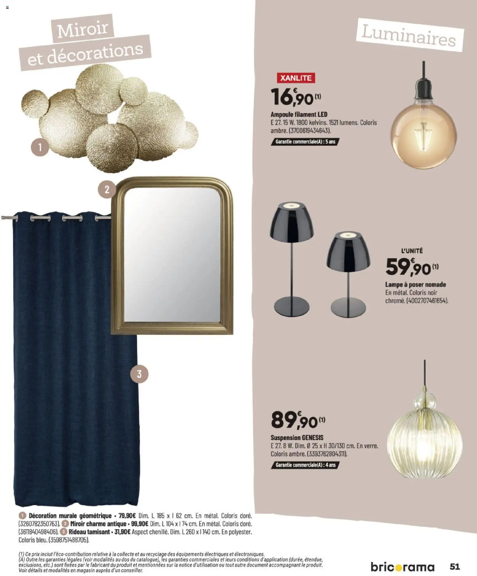 {H1} | Page: 51 | Produits: Suspension, Miroir, Lampe, Rideau