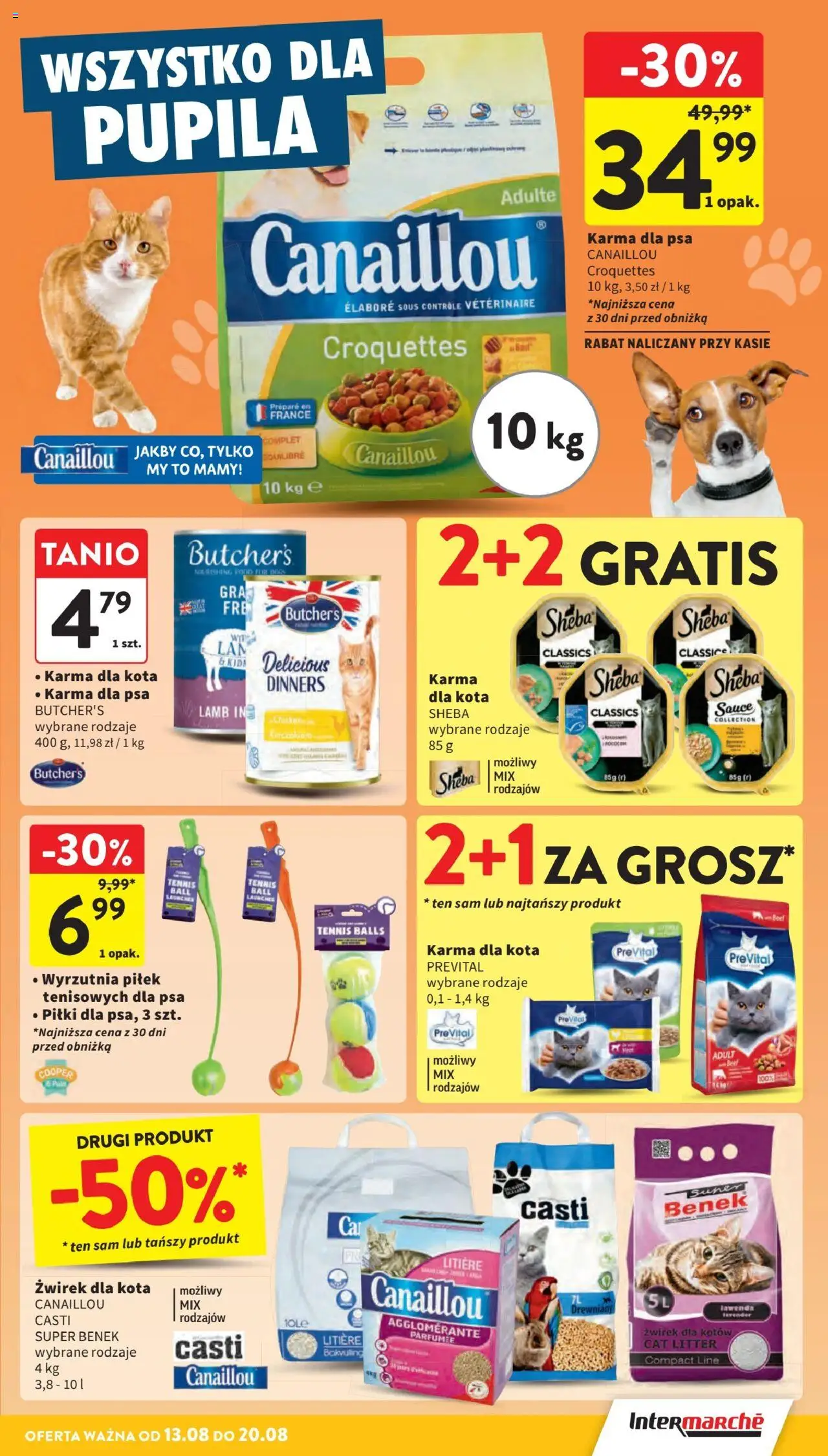 Intermarche Gazetka od 13.08.2025 | Strona: 35 | Produkty: Żwirek dla kota, Wyrzutnia, Karma dla kota, Karma dla psa