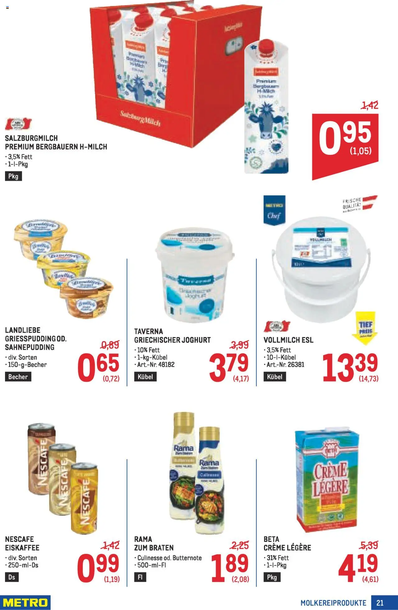 Metro Angebote Profi gültig ab 21.08.2025 | Seite: 21 | Produkte: Creme, Joghurt