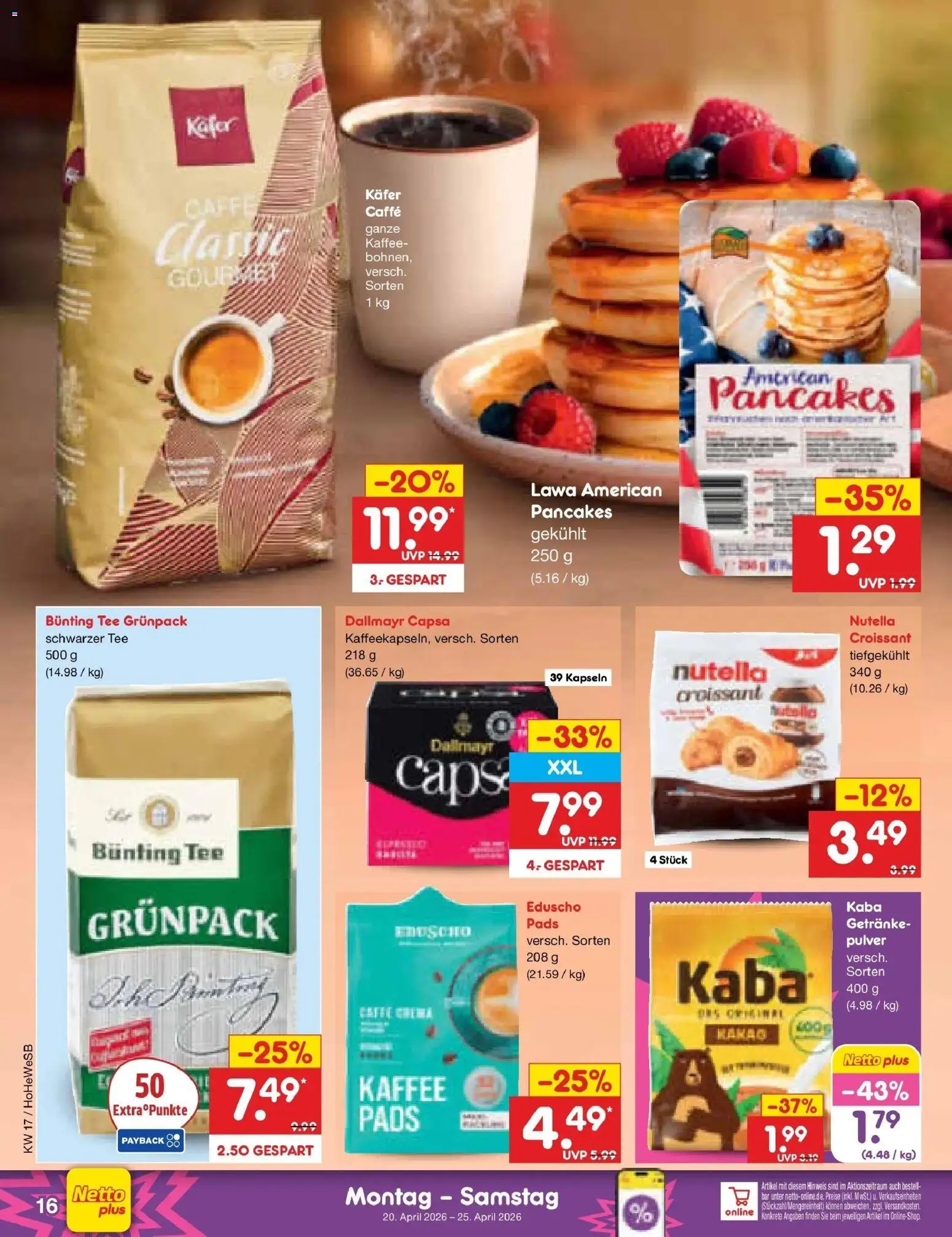 Netto Marken-Discount Prospekt Hannover	 – gültig ab 20.04.2026 | Seite: 18 | Produkte: Kaffee, Dallmayr, Tee, Eduscho