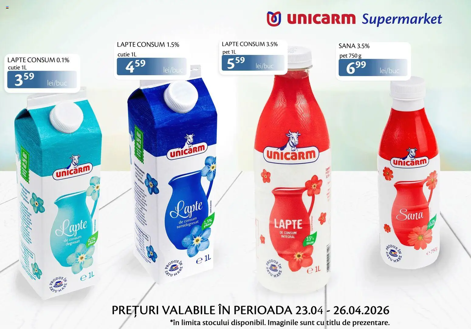 Noul catalog Unicarm – valabil de la 23.04.2026 | Pagină: 1 | Produse: Cutie, Lapte
