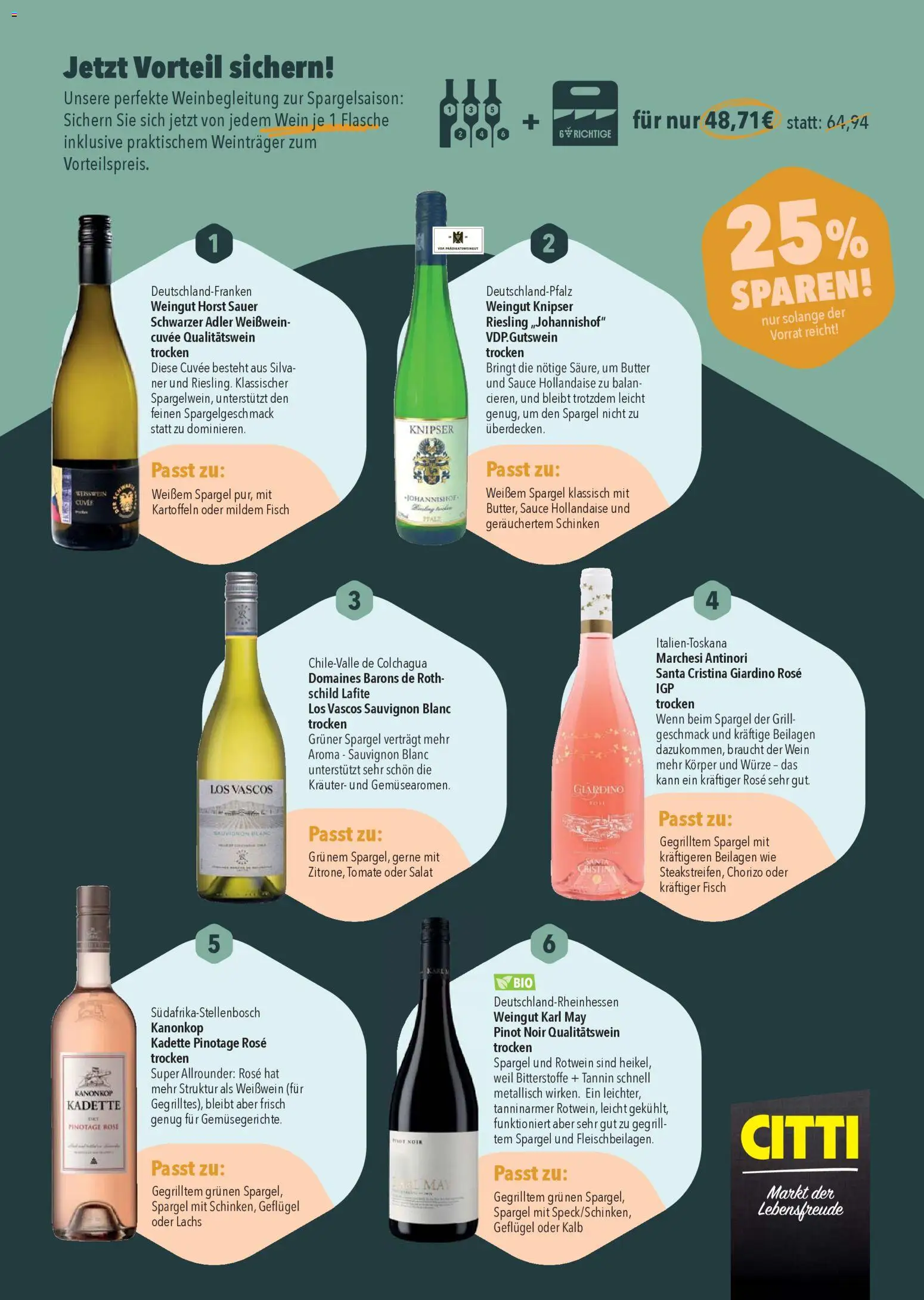 CITTI Markt 6 RICHTIGE - Weine zum Spargel – gültig ab 15.04.2026 | Seite: 2 | Produkte: Grill, Rotwein, Kartoffeln, Schinken