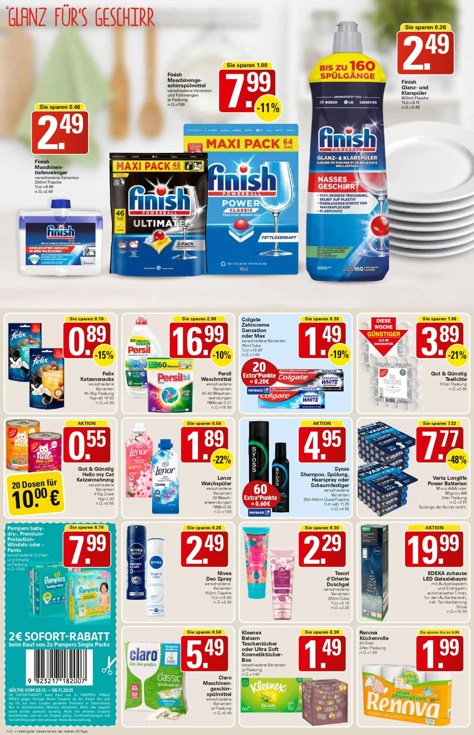 WEZ Prospekt – gültig ab 03.11.2025 | Seite: 14 | Produkte: Siemens, Pampers, Finish, Küchenrolle