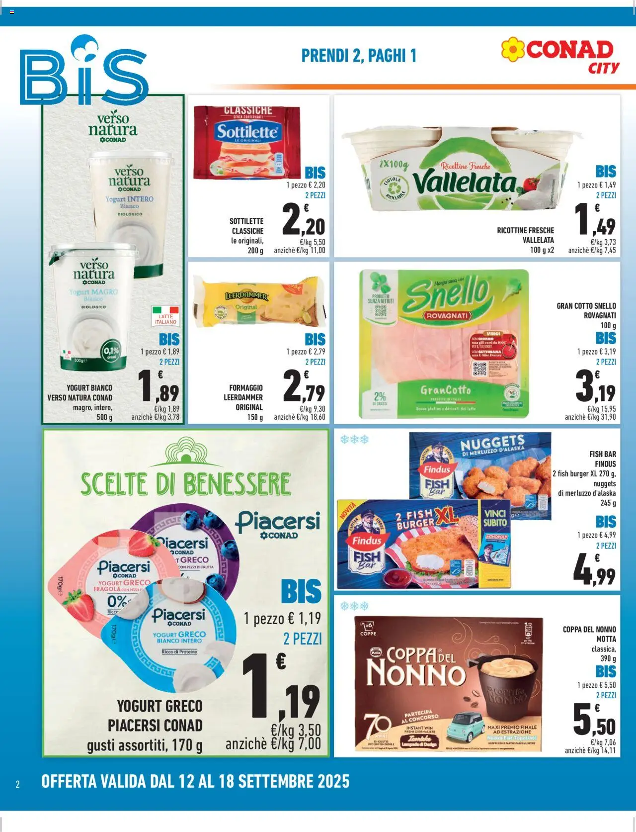 Volantino Conad del 12.09.2025 | Pagina: 2 | Prodotti: Yogurt greco, Nuggets, Frutta, Ricotta