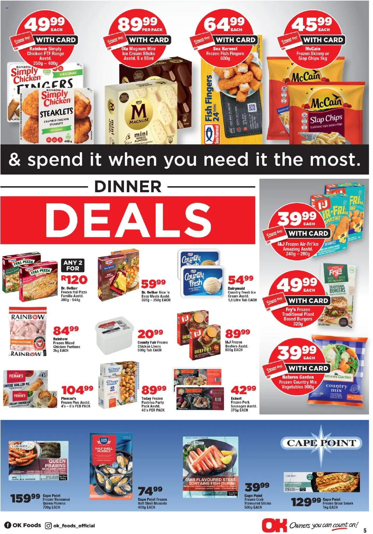 New OK Foods catalogue – valid from 24.09.2025 | Page: 5 | Products: Pizza, Chips, Cream, Griller