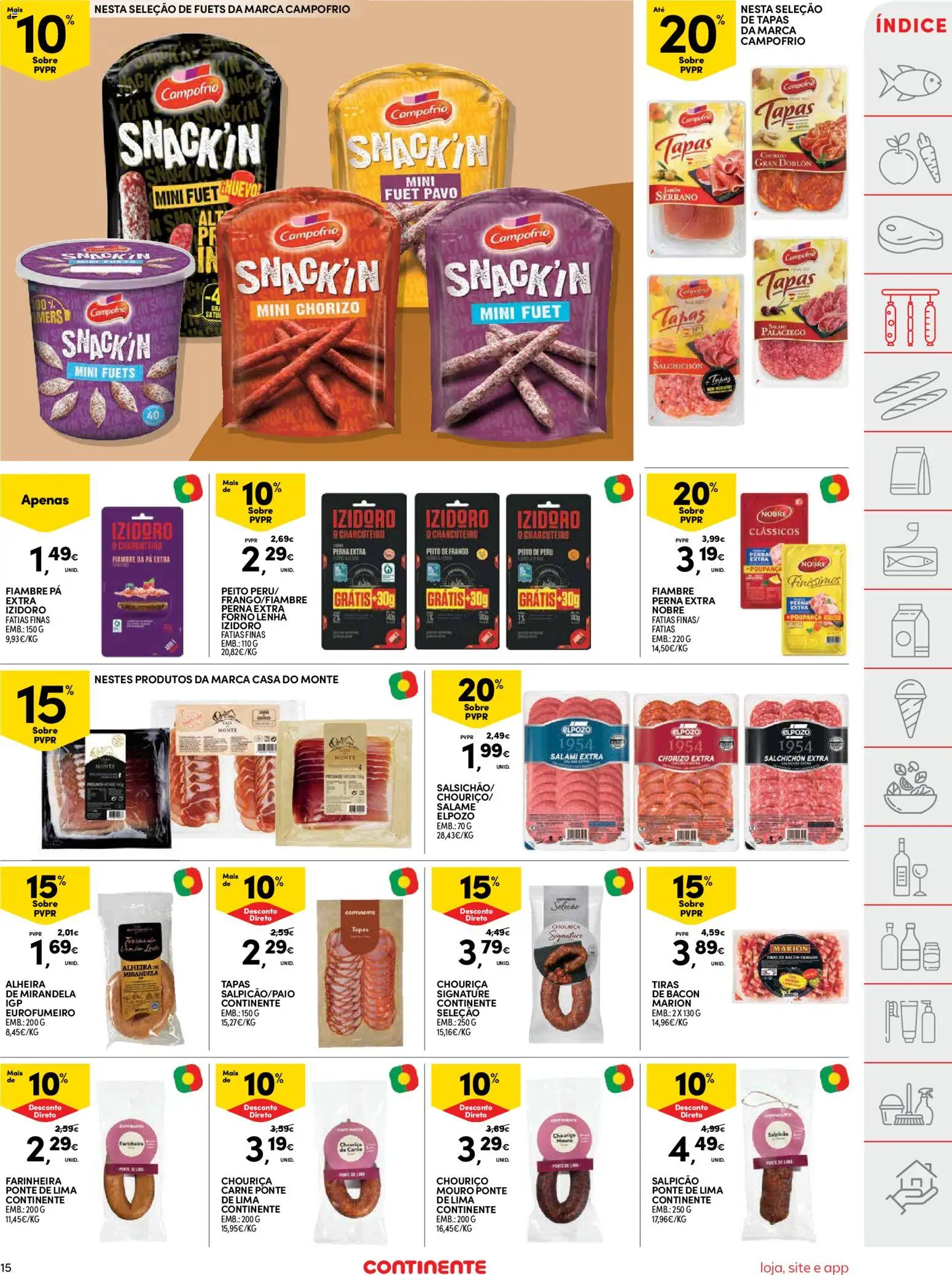 Continente folheto │ válido de 28.10.2025 | Página: 15 | Produtos: Frango, Peru, Salpicão, Salame