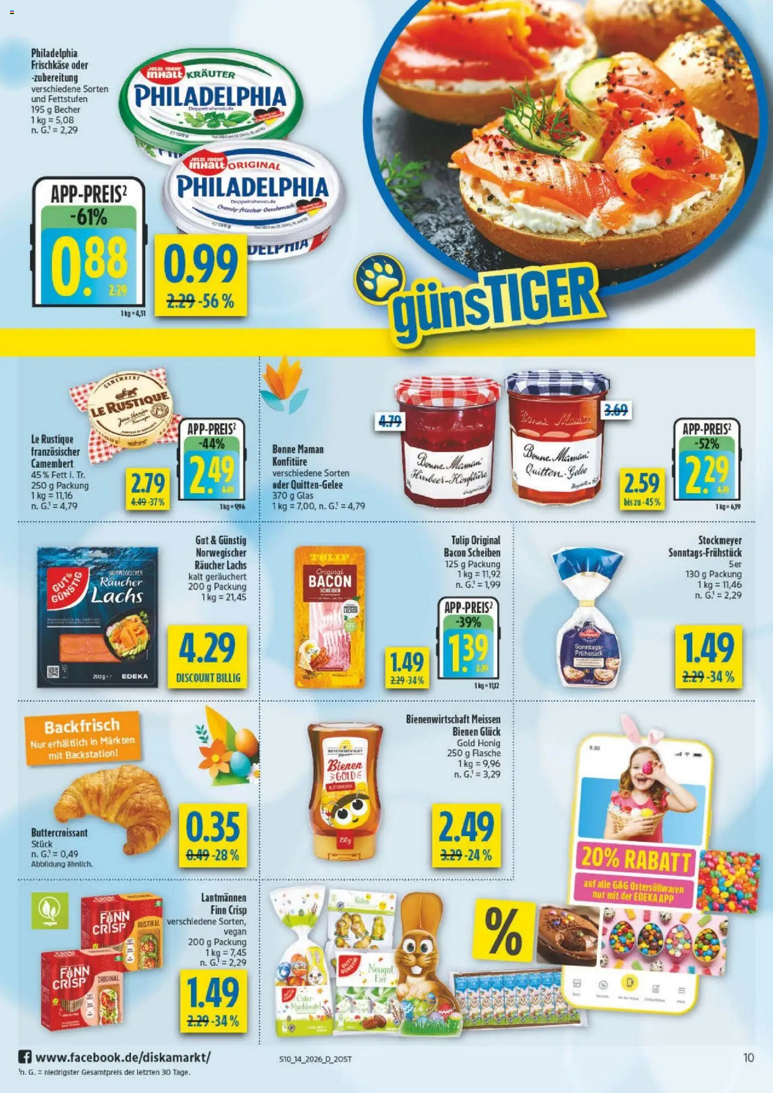 Diska - Diska Angebote Sachsen-Thüringen KW14 – gültig ab 30.03.2026 | Seite: 10 | Produkte: Philadelphia, Lachs, Bonne maman, Frischkase