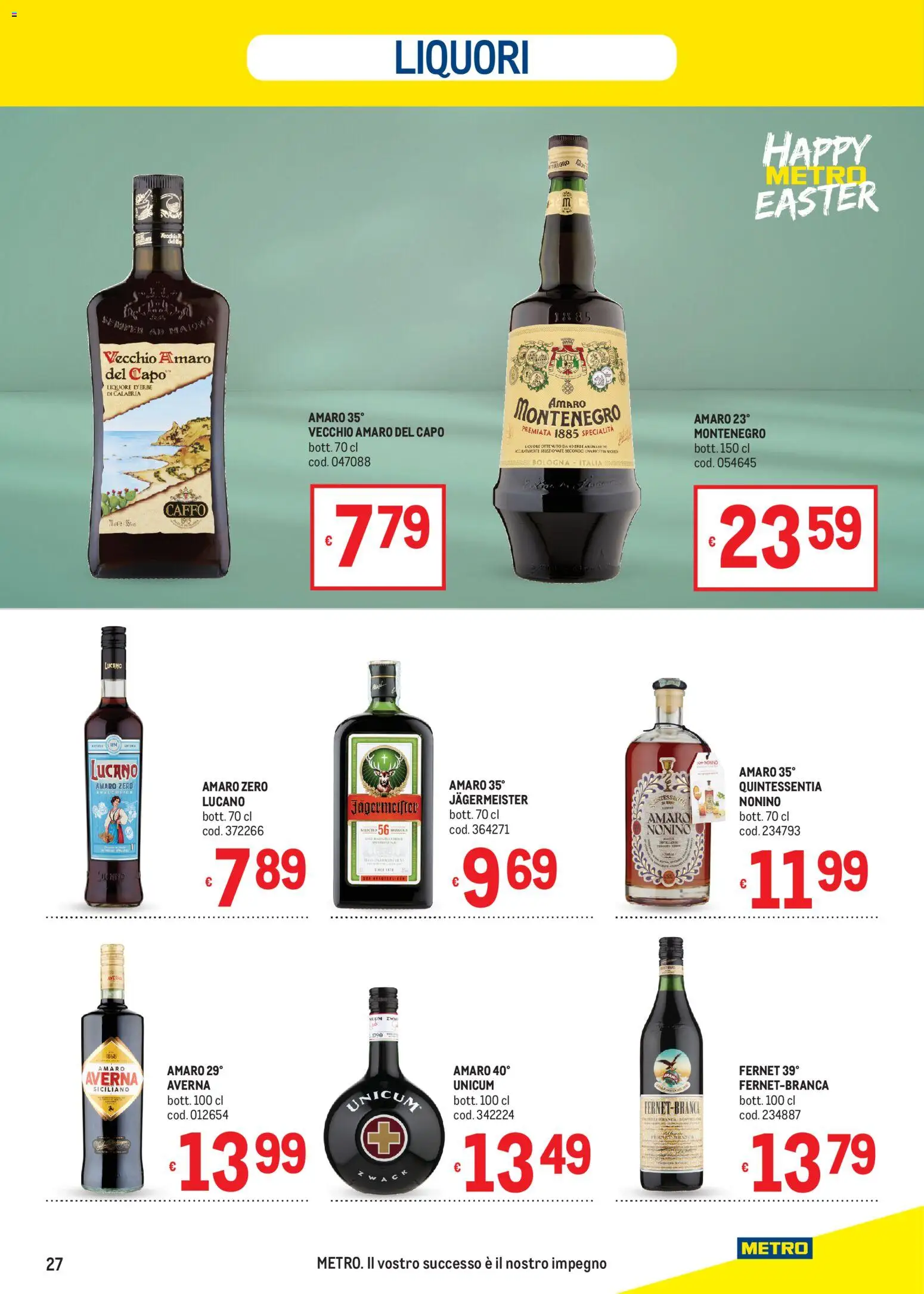 Volantino Metro volantino del 19.03.2026 | Pagina: 27 | Prodotti: Liquore, Amaro
