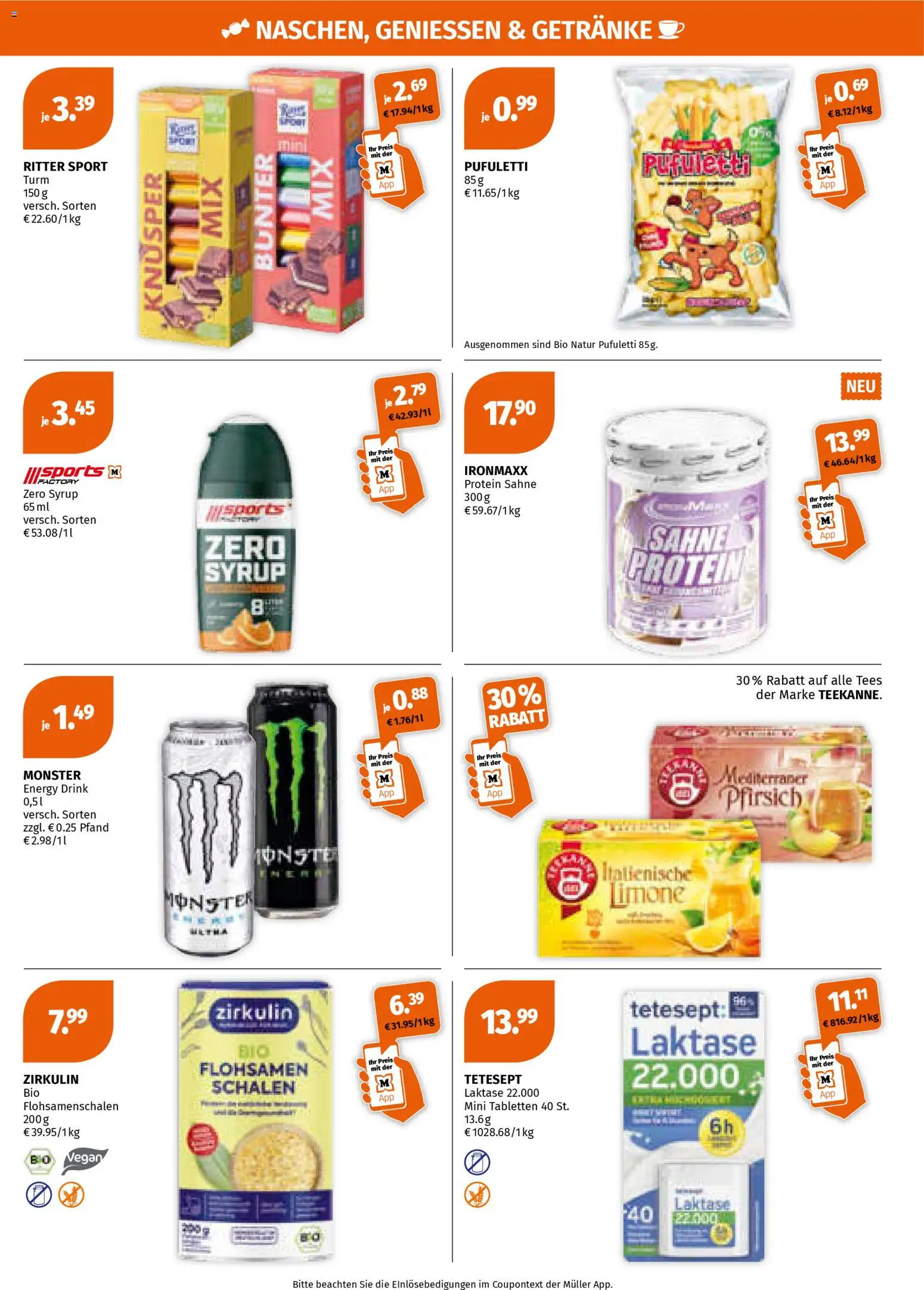 Müller Prospekt  App Highlights der Woche – gültig ab 19.01.2026 | Seite: 7 | Produkte: Ritter sport, Monster, Pfirsich, Sahne