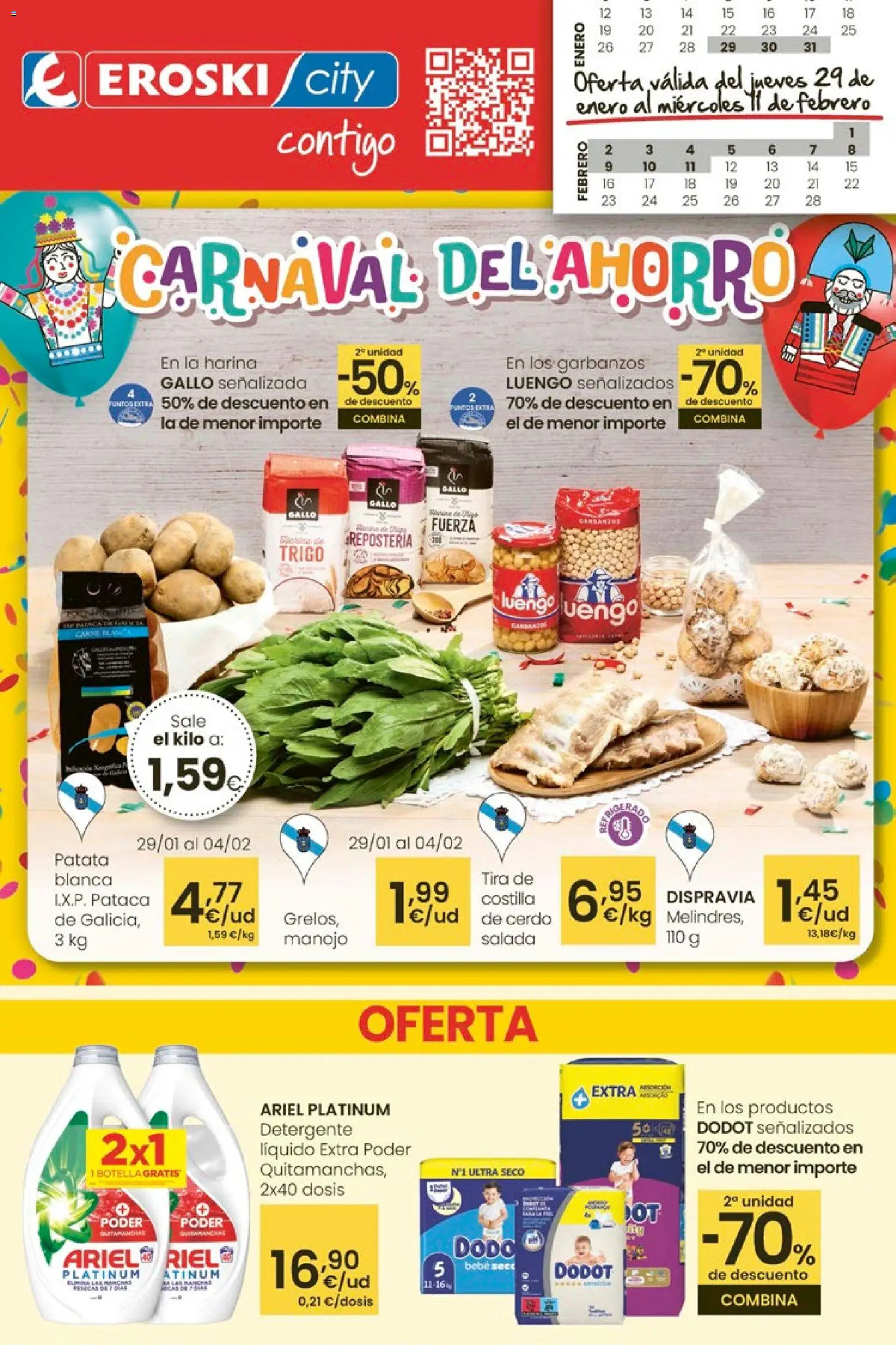 Eroski - Carnaval del ahorro │ válido desde el 29.01.2026 | Página: 1 | Productos: Detergente, Cerdo