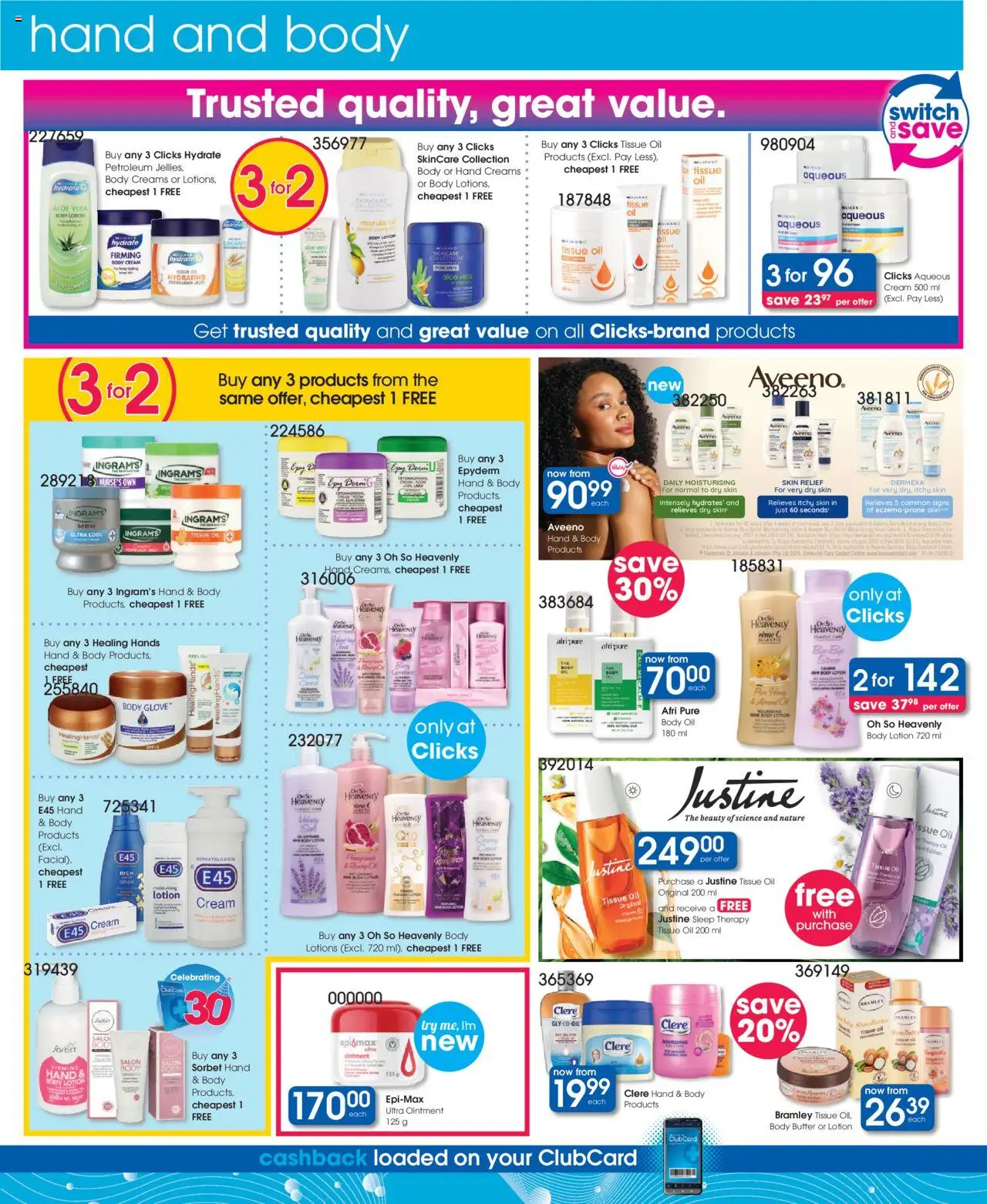 Clicks Specials │ valid from 07.08.2025 | Page: 38 | Products: Body butter, Butter, Switch, Lotion