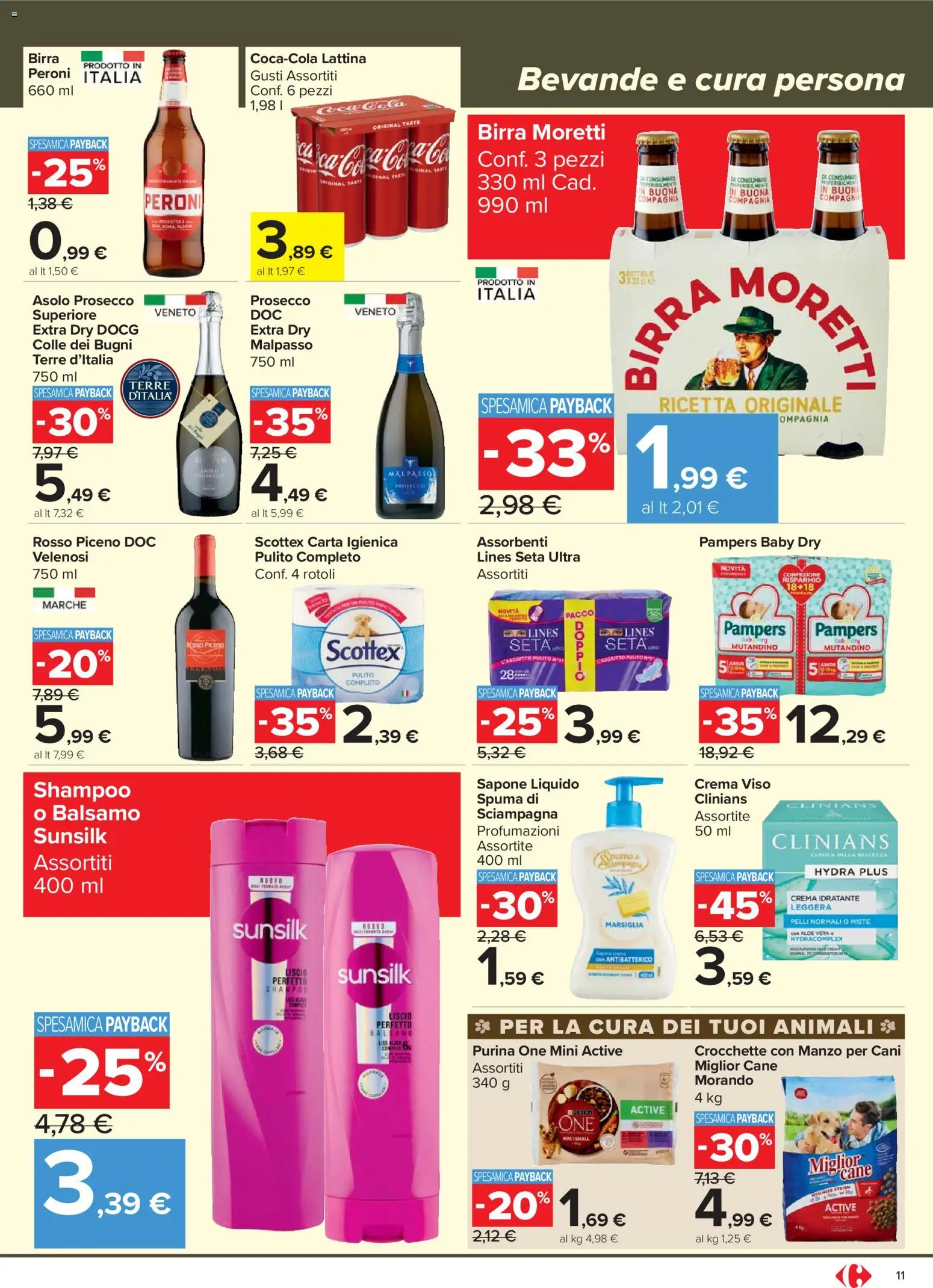 Volantino Carrefour del 07.04.2026 | Pagina: 11 | Prodotti: Shampoo, Balsamo, Birra Moretti, Aloe vera