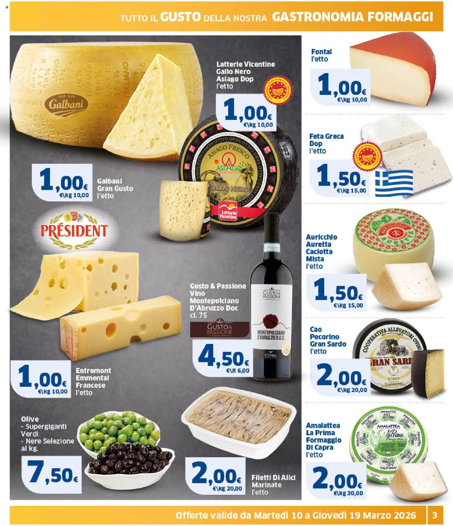 Volantino SIGMA del 10.03.2026 | Pagina: 3 | Prodotti: Olive, Vino, Feta, Pecorino