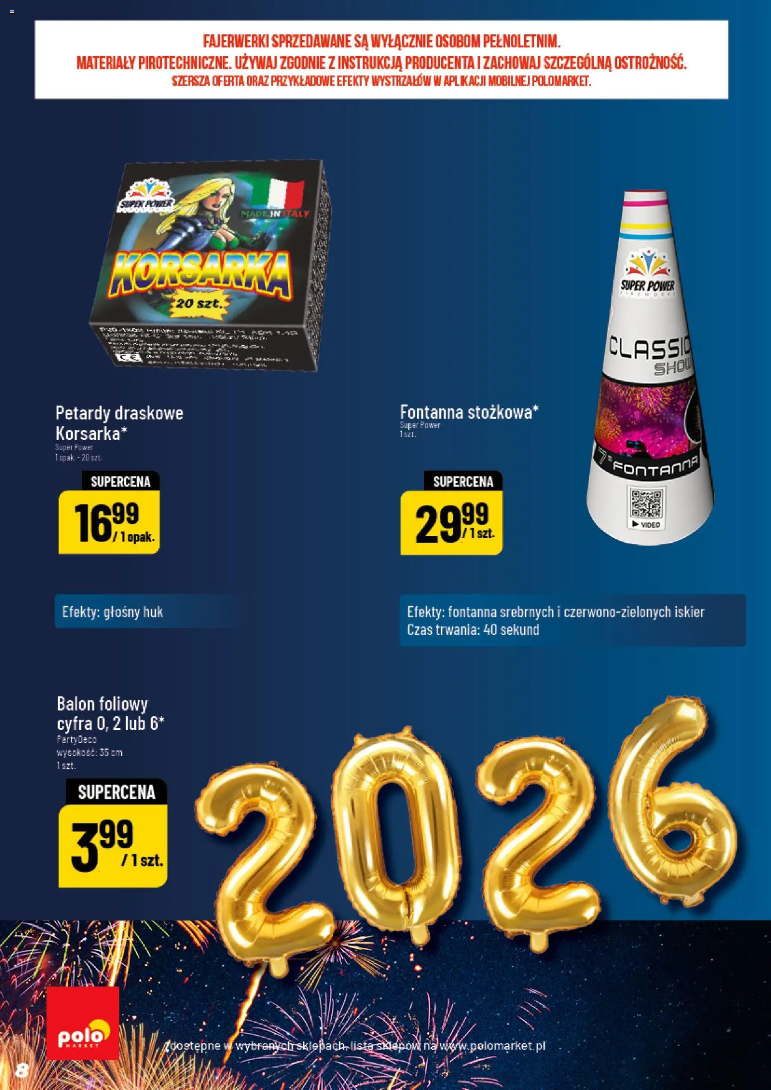 POLOmarket Gazetka - Inspirujący Tydzień od 27.12.2025 | Strona: 8 | Produkty: Fajerwerki, Petardy