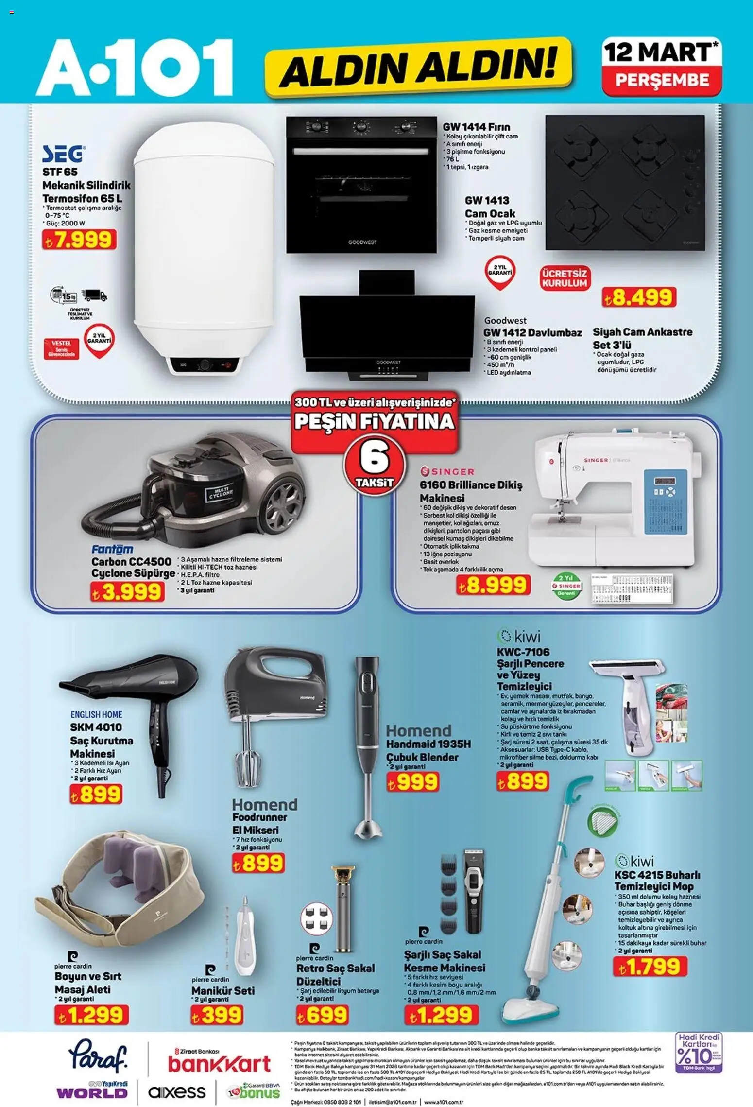 A101 - Katalog Aldın Aldın - 12.03.2026 tarihinden itibaren geçerlidir | Sayfa: 6 | Ürünler: Davlumbaz, Iğne, Pantolon, Izgara