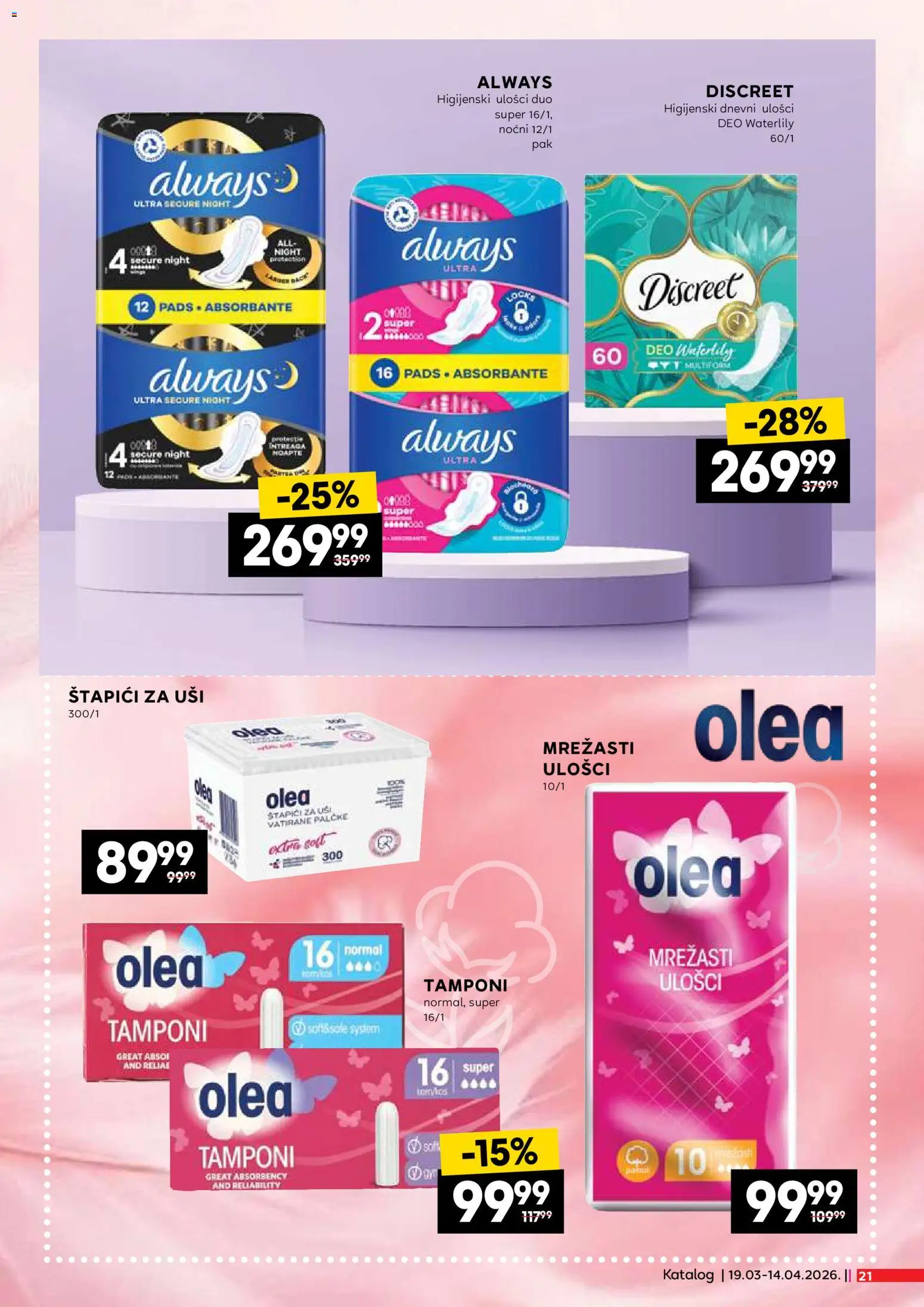 Idea katalog Neprehrane katalog - važi od 19.03.2026 | Strana: 21 | Proizvode: Higijenski ulošci