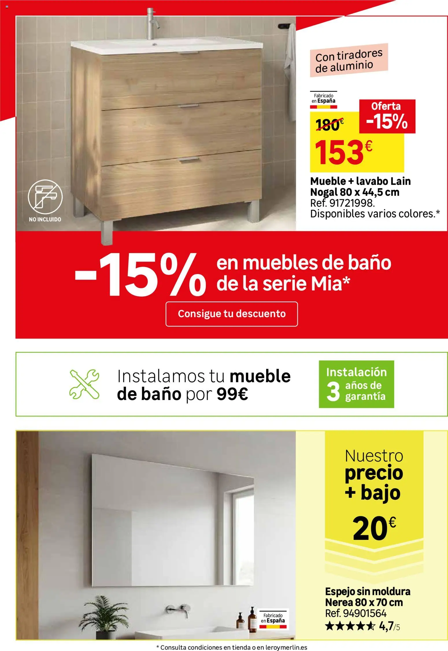 Leroy Merlin catálogo │ válido desde el 30.12.2025 | Página: 31 | Productos: Muebles, Lavabo, Baño, Espejo