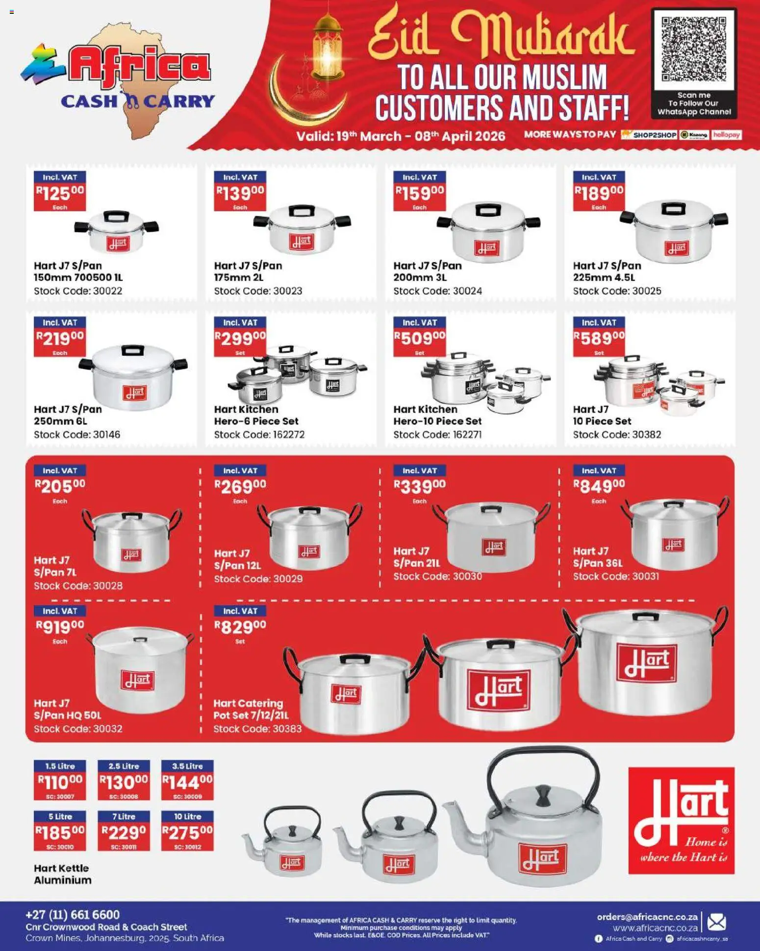 New Africa Cash & Carry catalogue – valid from 19.03.2026 | Page: 85 | Products: Kettle, Stock