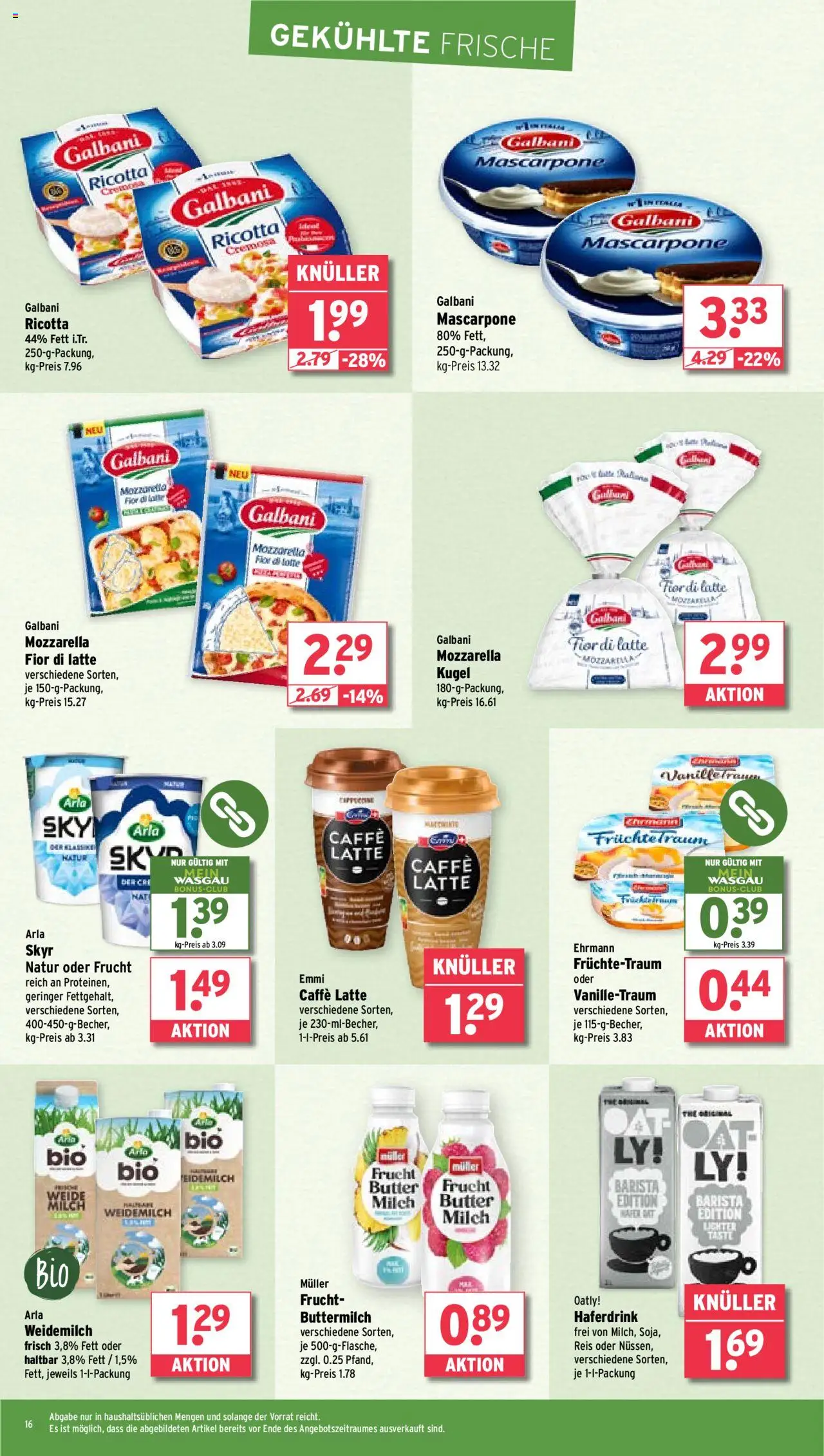 Wasgau Prospekt 	 - gültig ab dem 18.08.2025 | Seite: 16 | Produkte: Butter, Mascarpone, Haferdrink, Reis