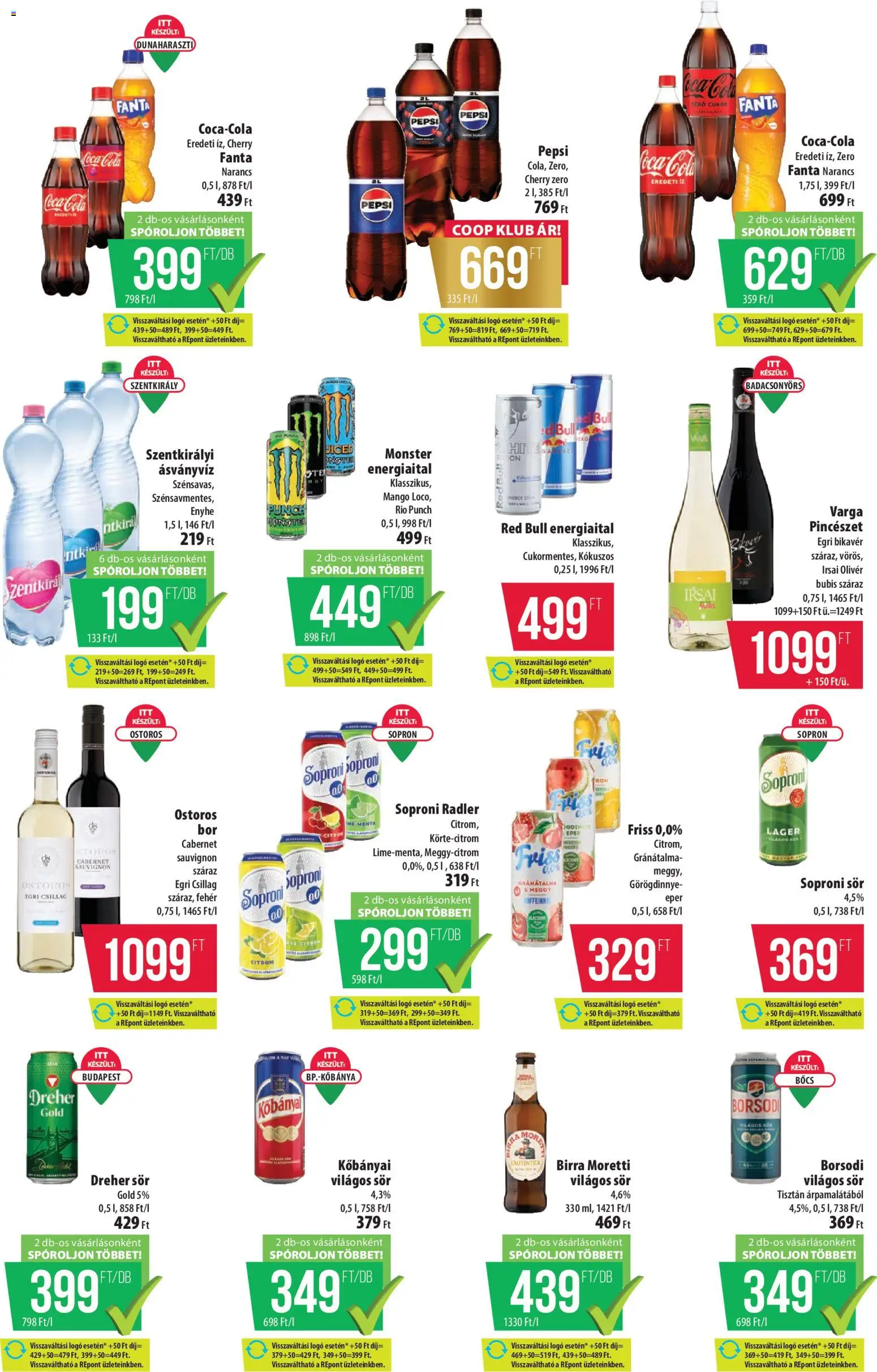 COOP akciós ujság - amely érvényes a következő dátumtól: 02.04.2026 | Oldal: 10 | Termékek: Pepsi, Red bull, Ásványvíz, Eper
