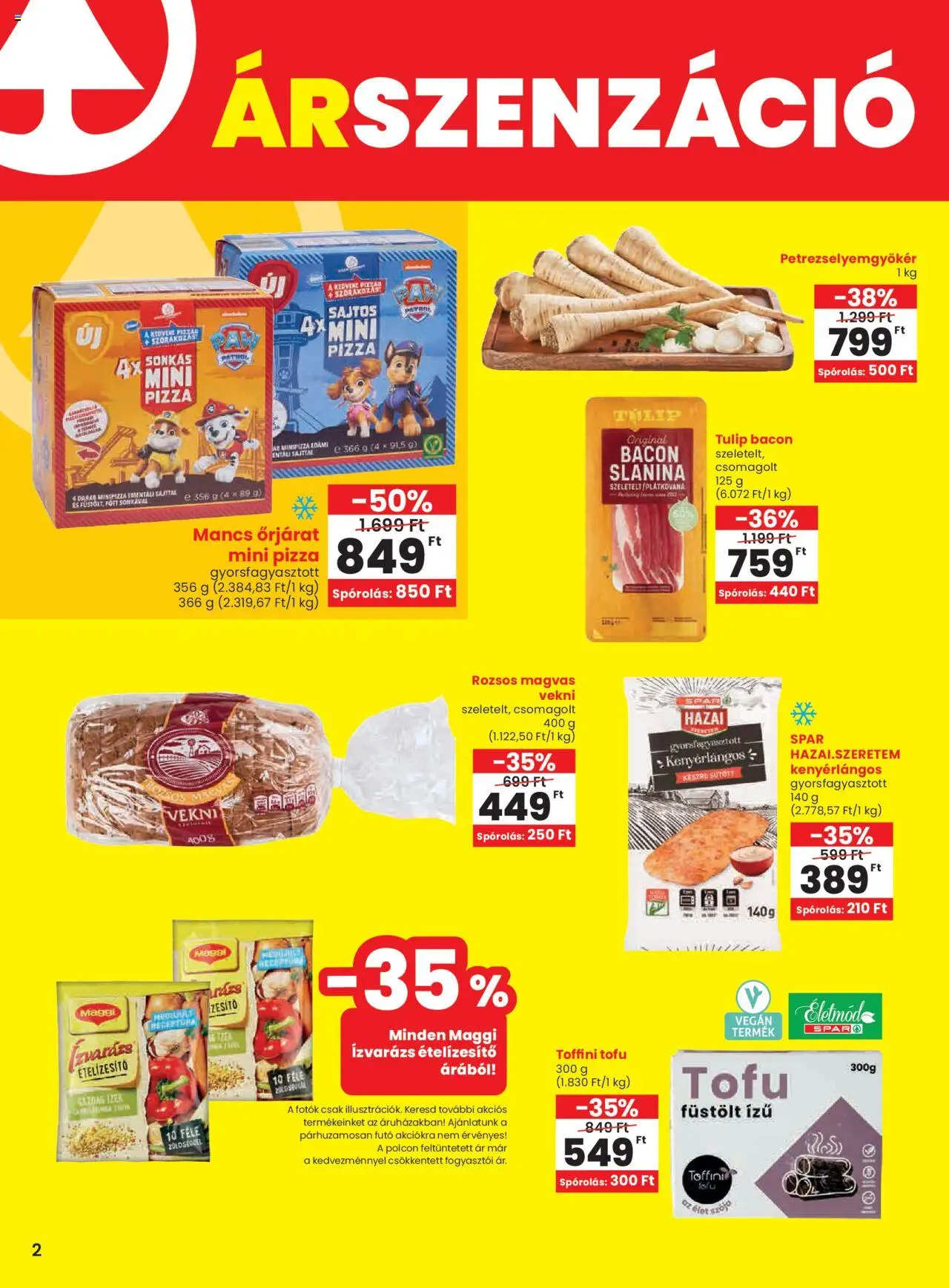 Spar akciós ujság - amely érvényes a következő dátumtól: 24.10.2025 | Oldal: 2 | Termékek: Bacon, Maggi, Vegán, Ételízesítő