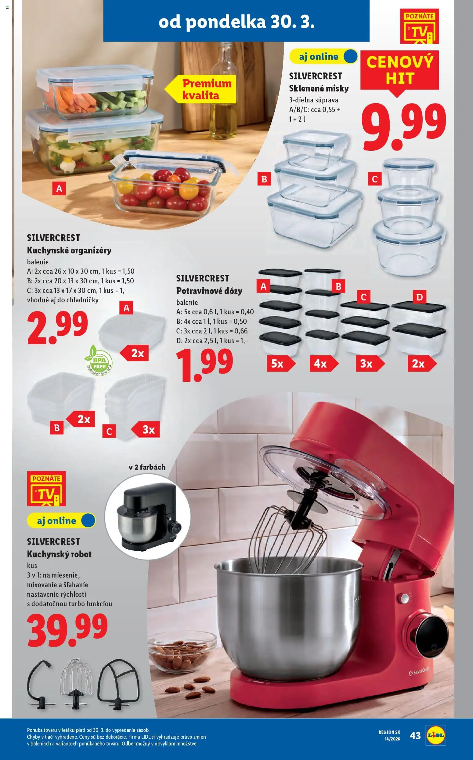 Nové Lidl akcie – leták je platný od 30.03.2026 | Strana: 61 | Produkty: Tv, Kuchynský robot, Robot