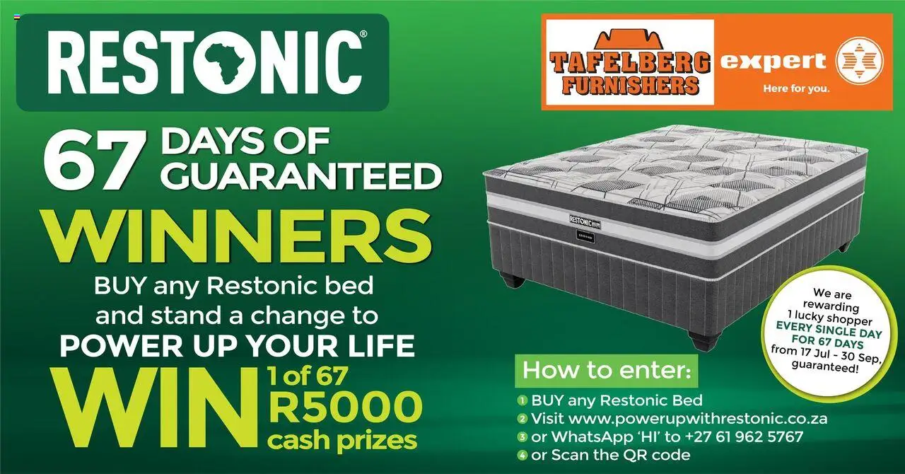 Tafelberg Furnishers Restonic Promotion │ valid from 17.07.2025 | Page: 1 | Products: Bed