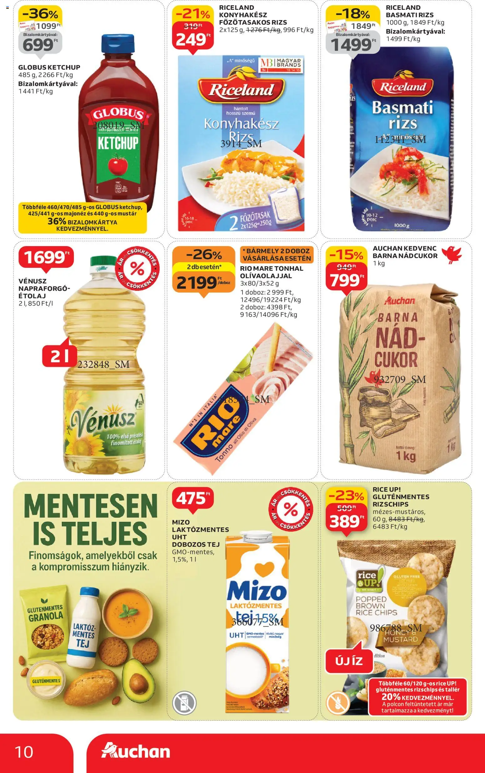 Auchan akciós ujság - amely érvényes a következő dátumtól: 06.11.2025 | Oldal: 10 | Termékek: Chips, Basmati rizs, Rizs, Gluténmentes