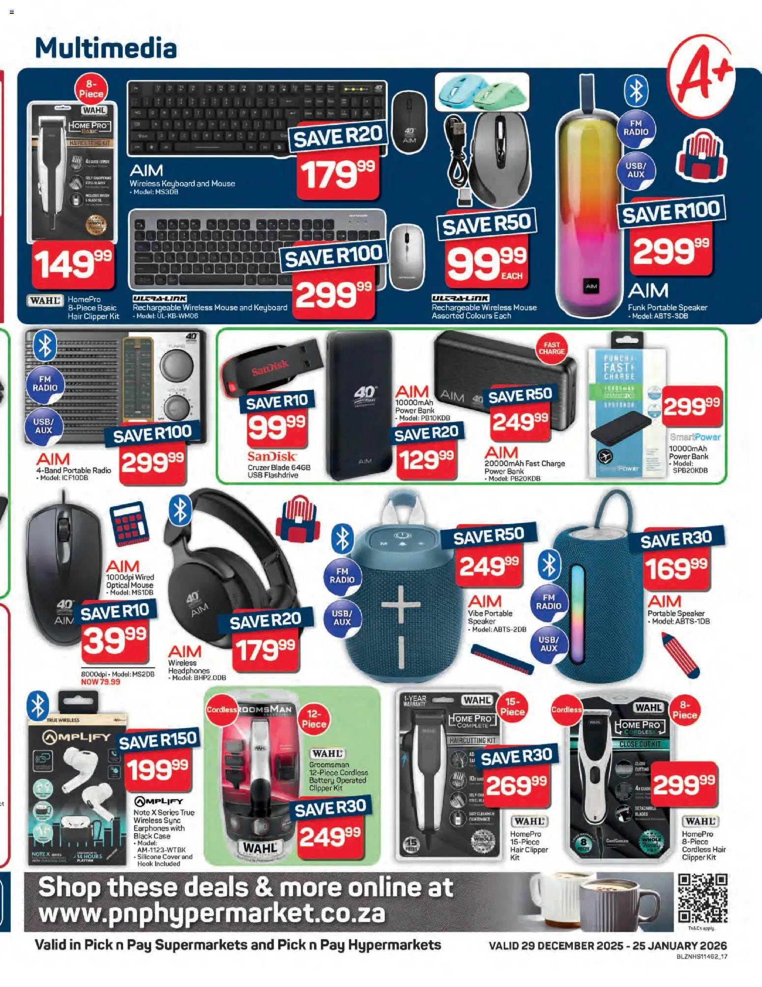 New Pick n Pay catalogue – valid from 29.12.2025 | Page: 17 | Products: Headphones, Speaker, USB, Battery