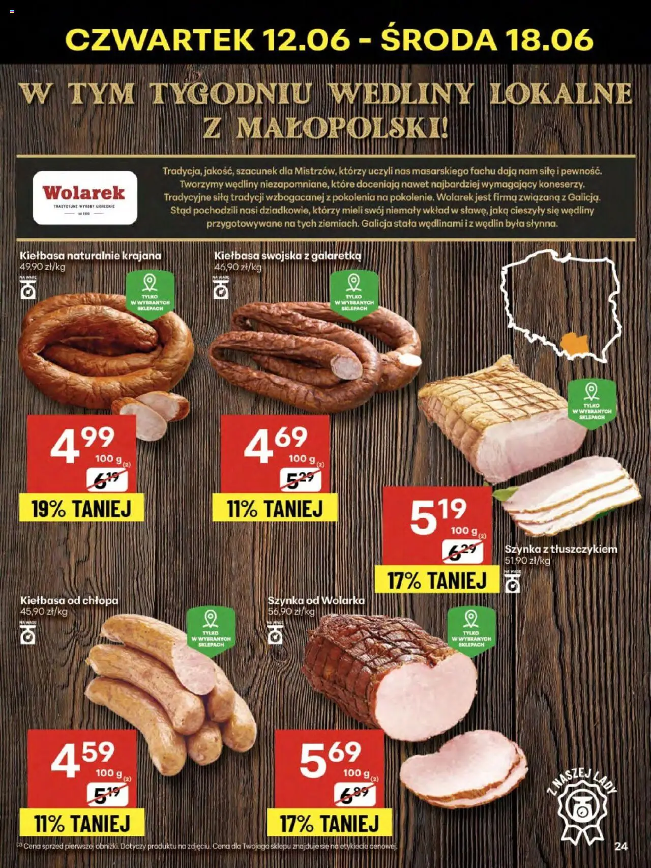 Delikatesy Centrum Gazetka - Sklepy Własne od 12.06.2025 | Strona: 24 | Produkty: Kiełbasa, Galaretka, Szynka, Wędliny