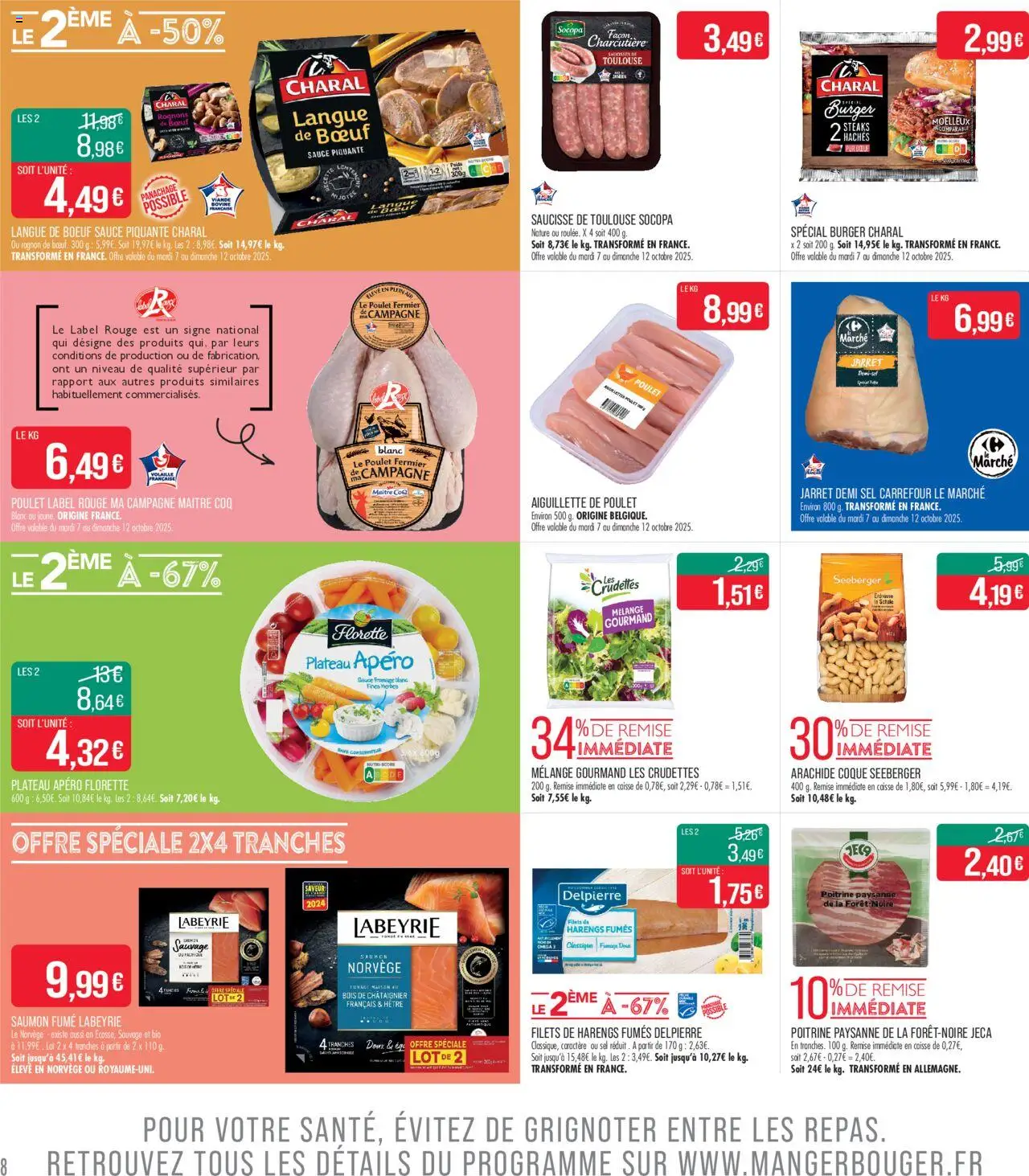 {H1} | Page: 8 | Produits: Langue de bœuf, Fromage, Saucisse, Saumon