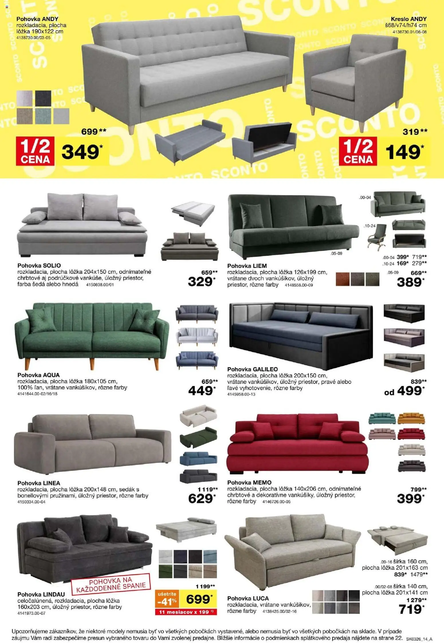 Nové Sconto nábytok akcie – leták je platný od 11.02.2026 | Strana: 14 | Produkty: Pohovka, Kreslo