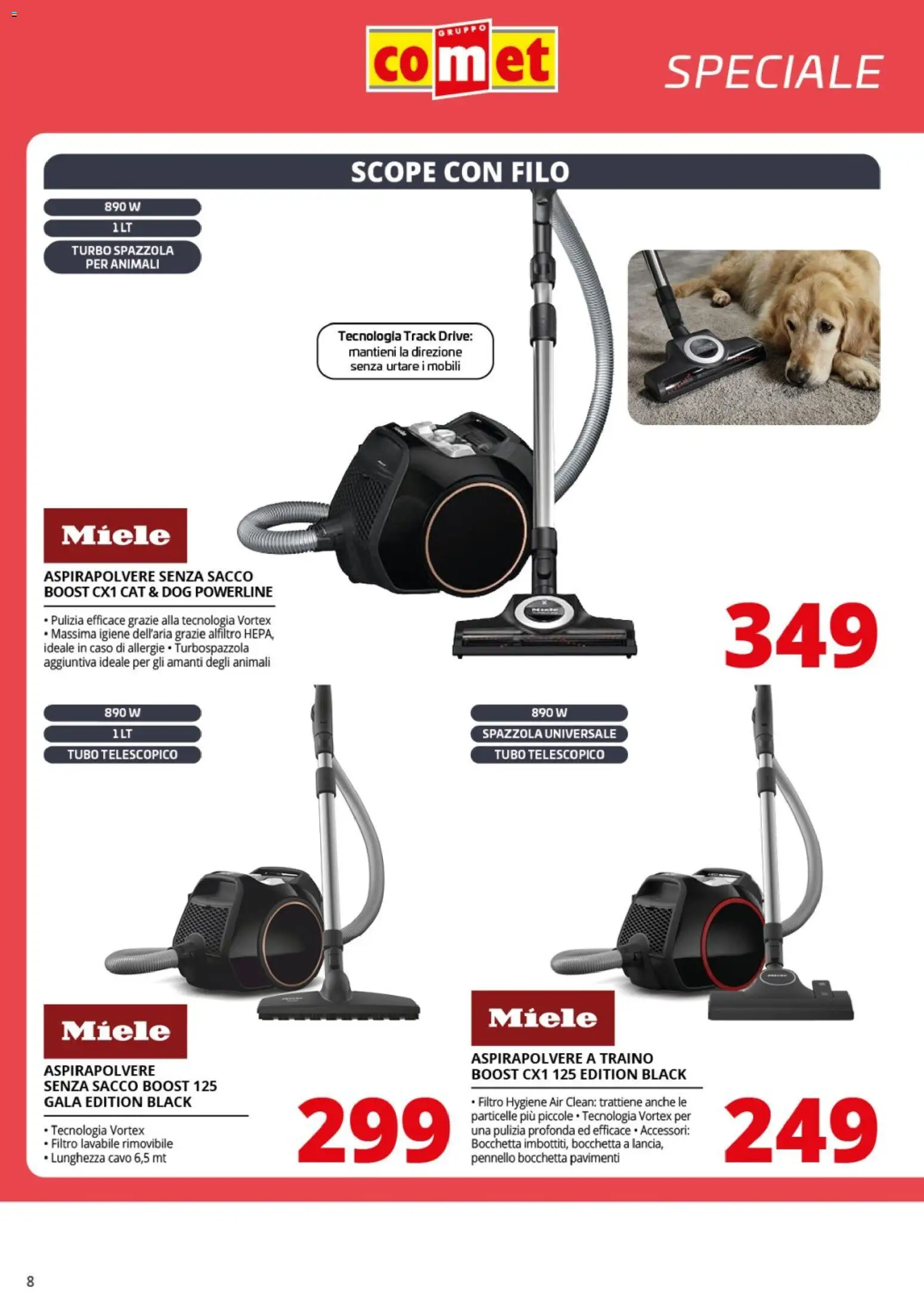 Volantino Comet del 31.10.2025 | Pagina: 8 | Prodotti: Tubo, Cavo, Aspirapolvere, Miele