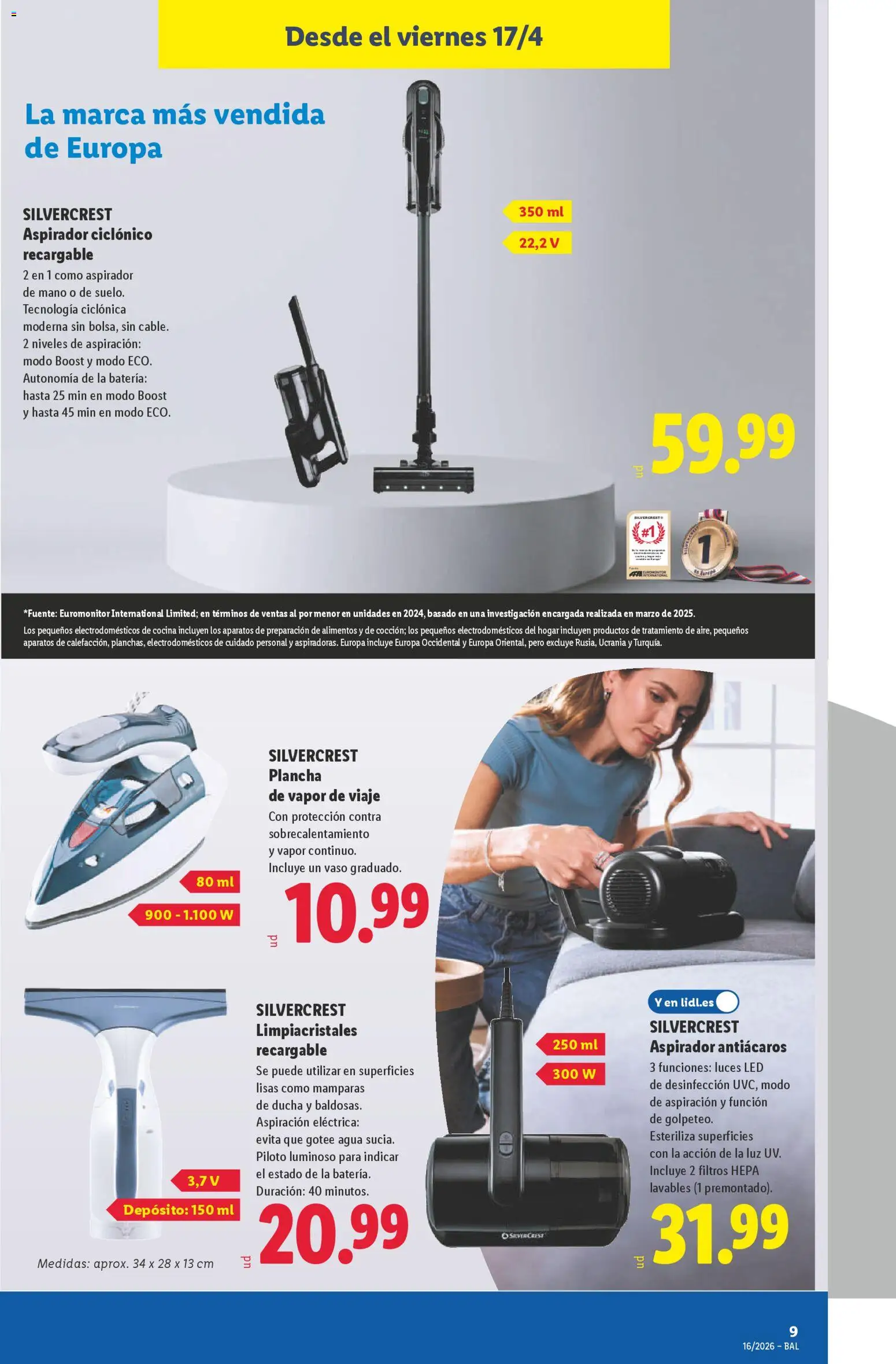 Lidl folleto de bazar │ válido desde el 13.04.2026 | Página: 17 | Productos: Limpiacristales, Plancha, Aspirador, Batería