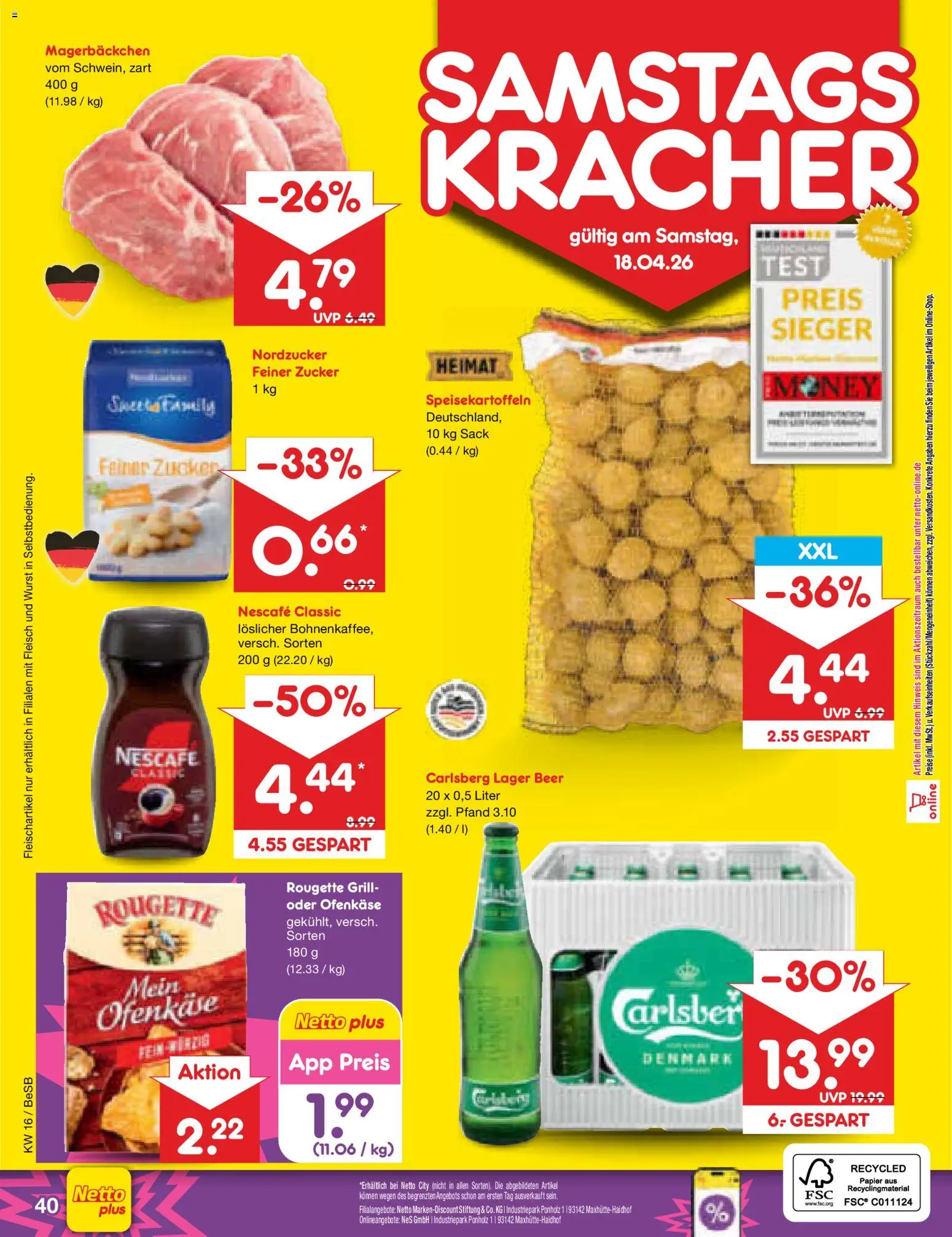 Netto Marken-Discount Prospekt 	 – gültig ab 13.04.2026 | Seite: 58 | Produkte: Nescafe, Carlsberg, Zucker, Wurst
