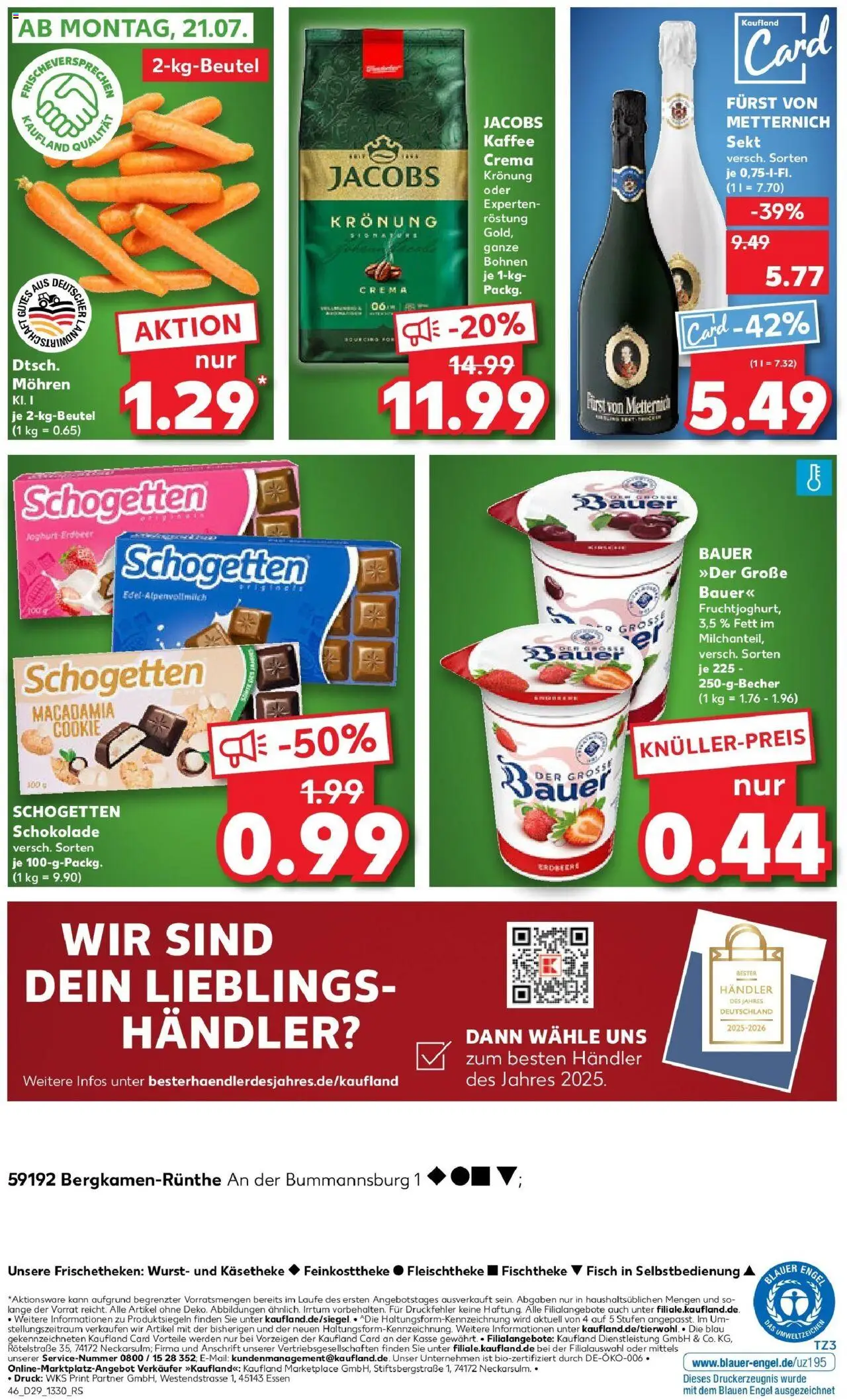 Kaufland prospekt Bergkamen	 - gültig ab dem 21.07.2025 | Seite: 5 | Produkte: Kaffee, Schokolade, Mohren, Wurst