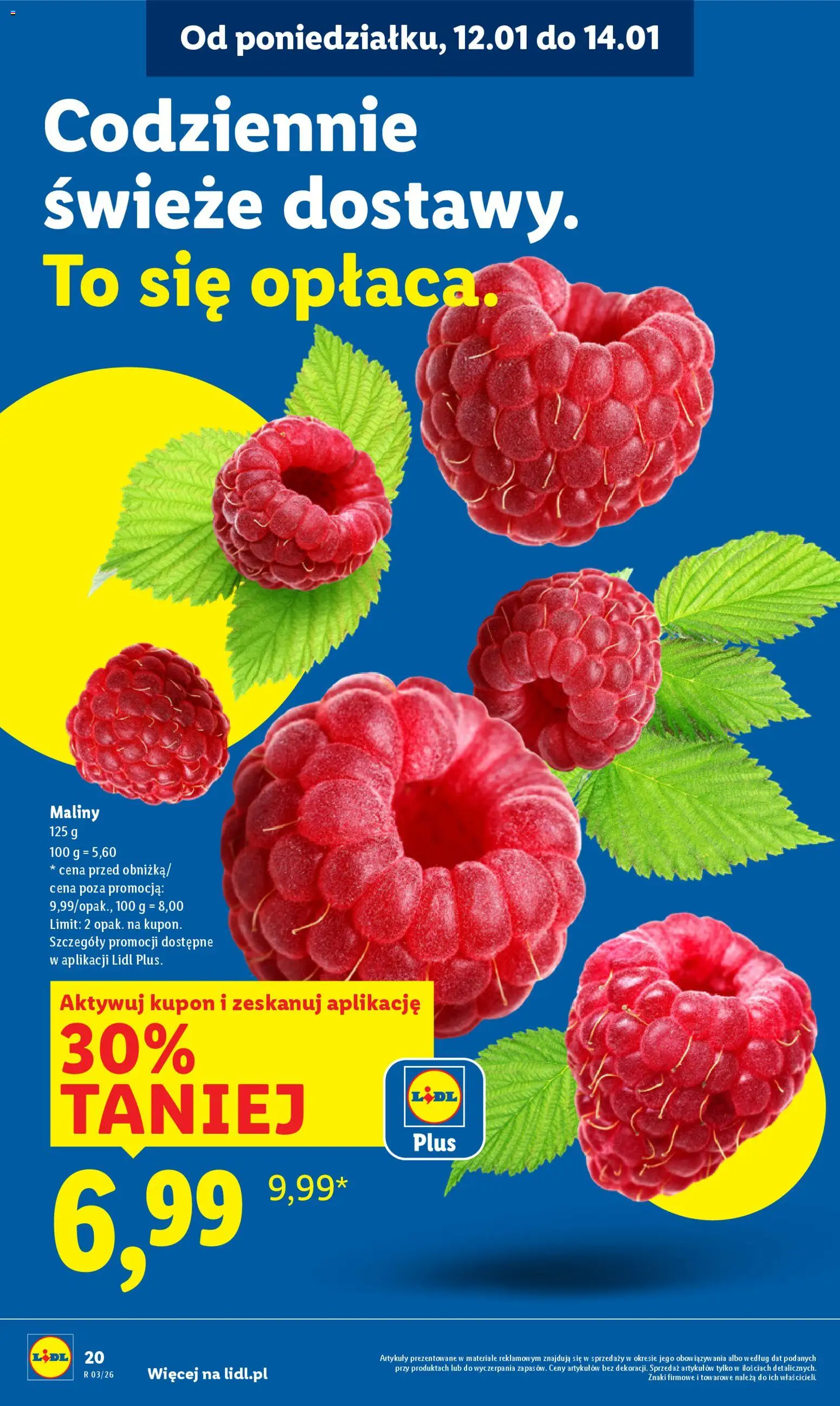 Lidl Gazetka od 12.01.2026 | Strona: 20 | Produkty: Maliny