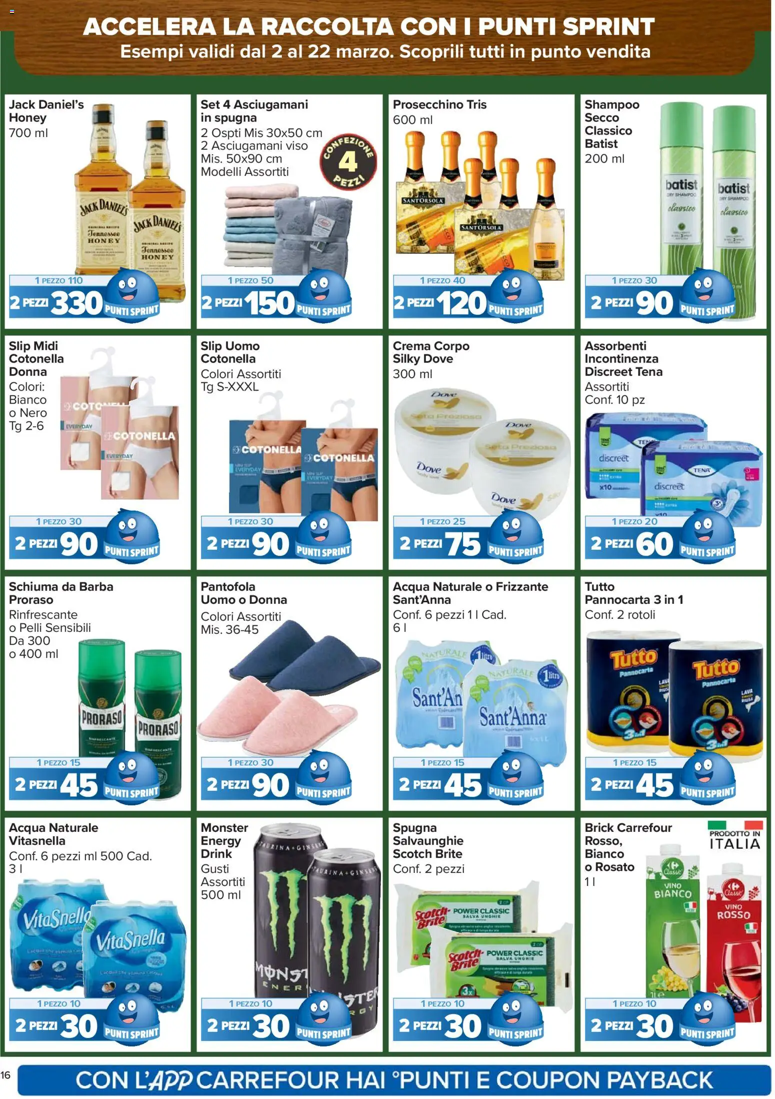 Volantino Carrefour del 02.03.2026 | Pagina: 16 | Prodotti: Spugna, Schiuma da barba, Acqua, Vino