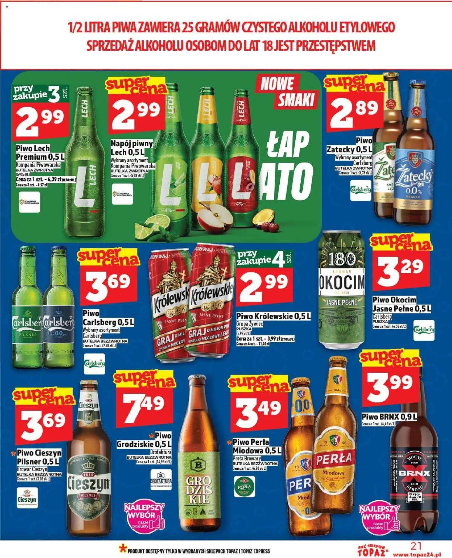Topaz Gazetka od 30.10.2025 | Strona: 21 | Produkty: Miód, Gra, Piwo perła, Piwo