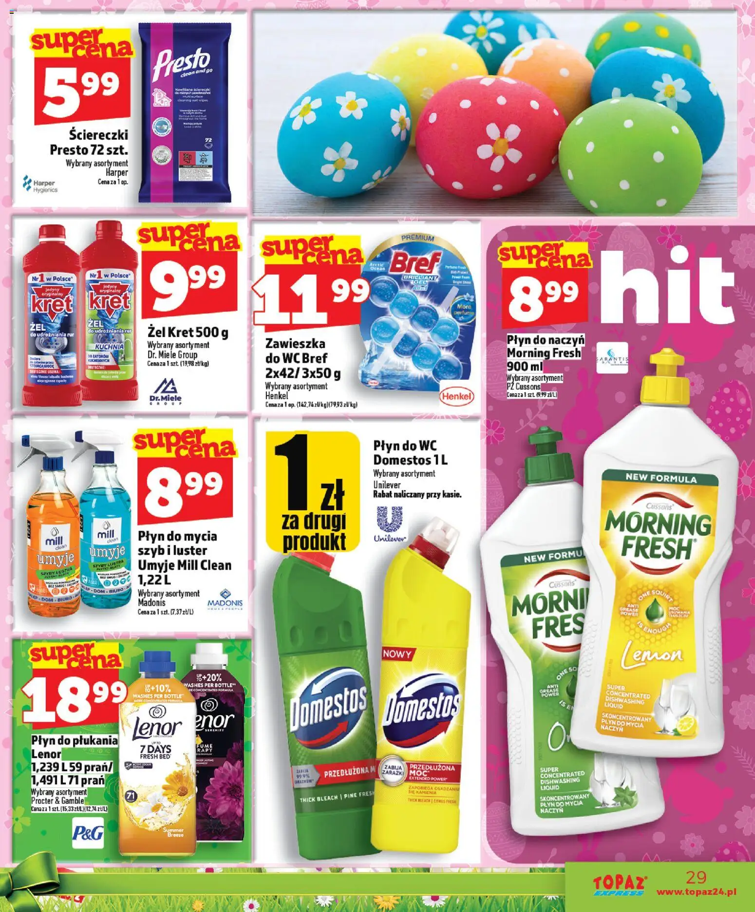 Topaz gazetka - Express od 26.03.2026 | Strona: 29 | Produkty: Domestos, Płyn do WC Domestos, Płyn do mycia naczyń