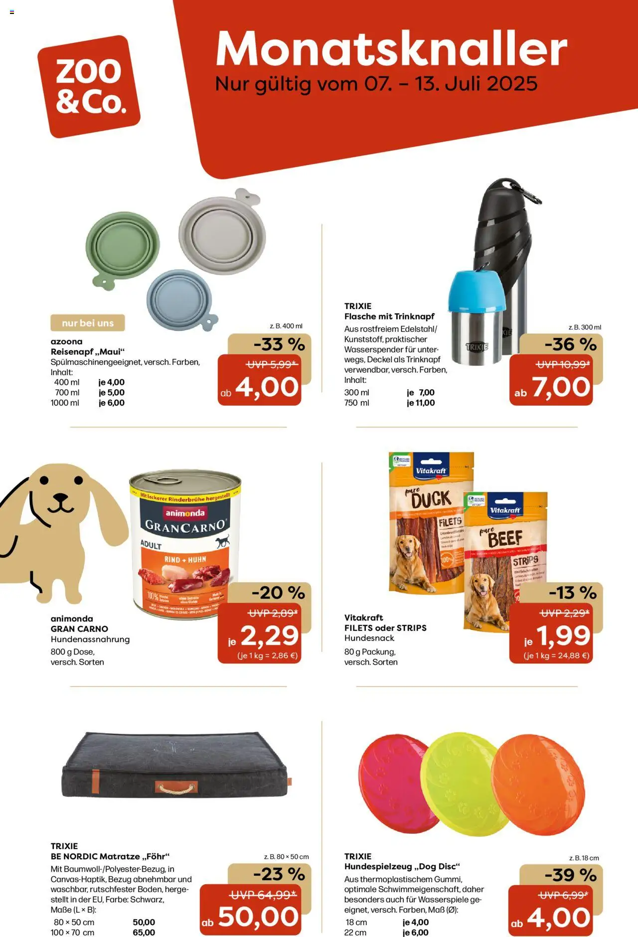 Zoo & co Prospekt 	 - gültig ab dem 07.07.2025 | Seite: 1 | Produkte: Matratze, Getreide