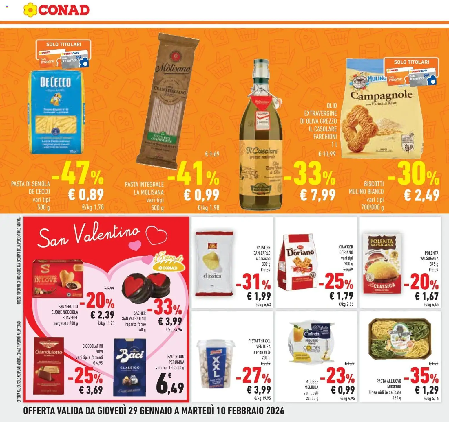 Volantino Conad del 29.01.2026 | Pagina: 20 | Prodotti: Biscotti, Panzerotto, Olive, Farina