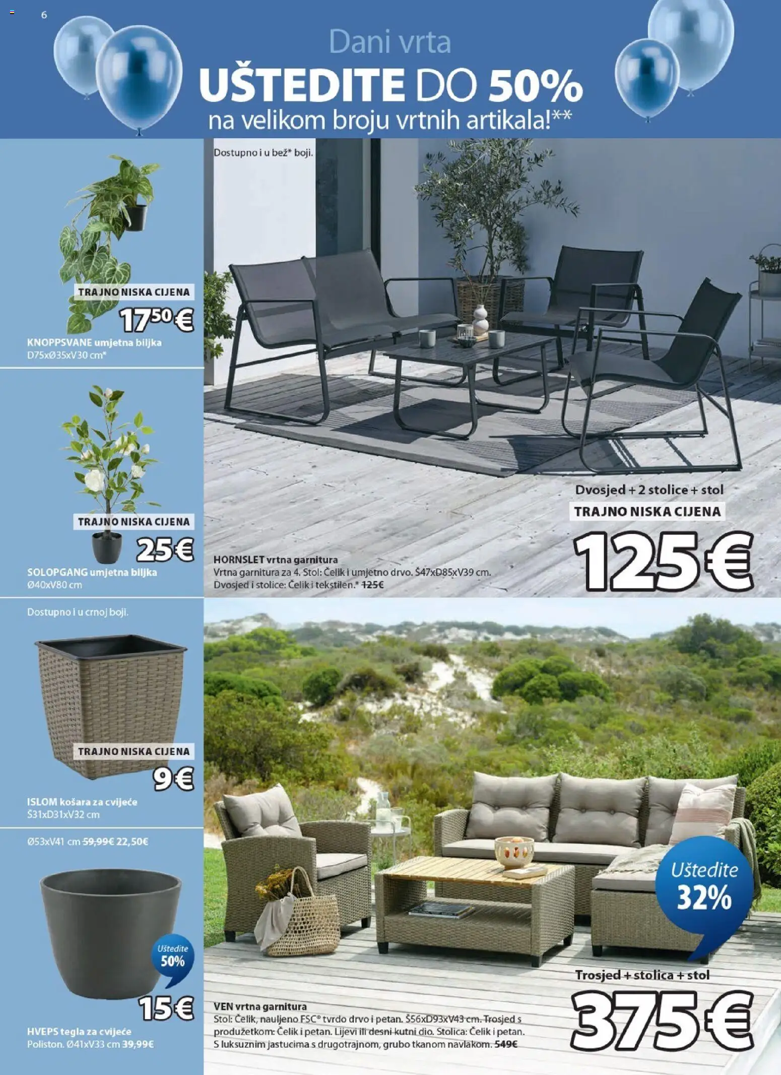 JYSK katalog | vrijedi od 22.04.2026 | Stranica: 6 | Proizvodi: Cvijeće, Trosjed, Stolica, Dvosjed