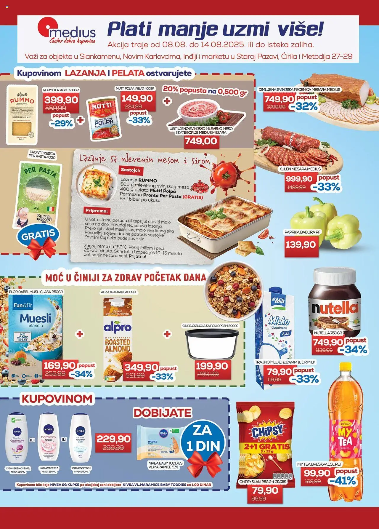 Medius katalog - važi od 08.08.2025 | Strana: 1 | Proizvode: Mleveno meso, Badem, Svinjsko mleveno meso, Pečenica